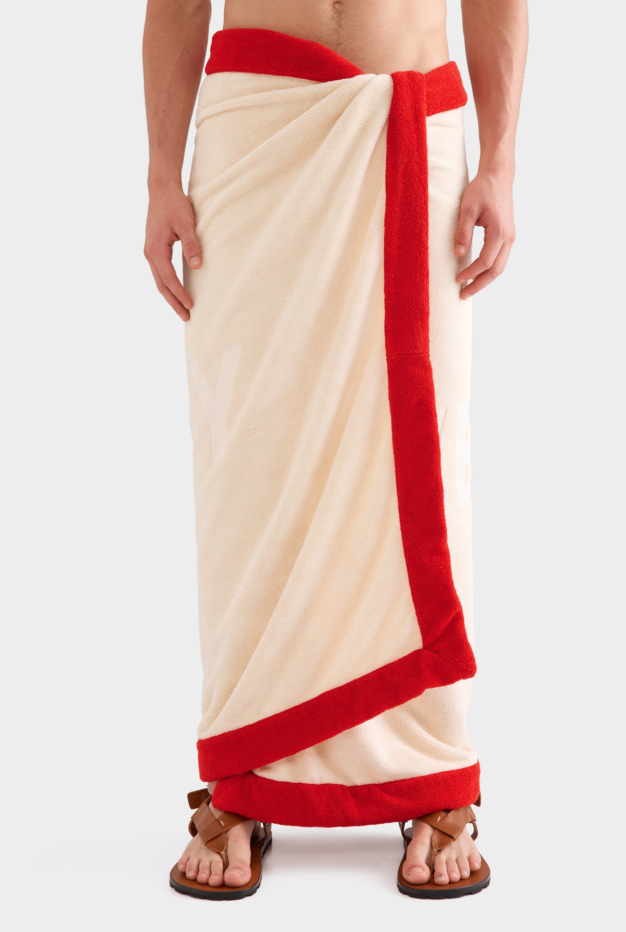 Venroy Border Towel -  Cream/Red