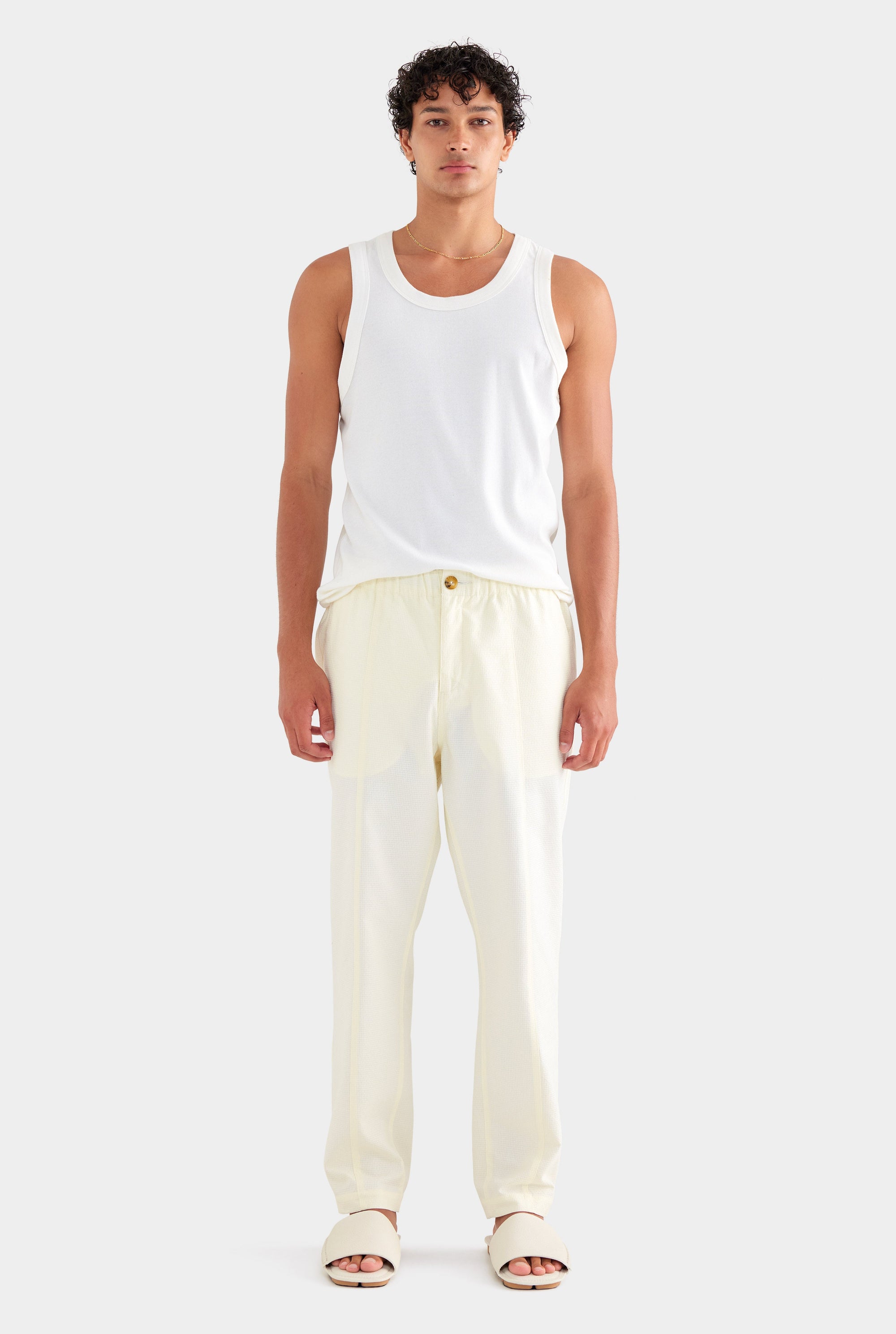 Seam Detail Trouser - Cream