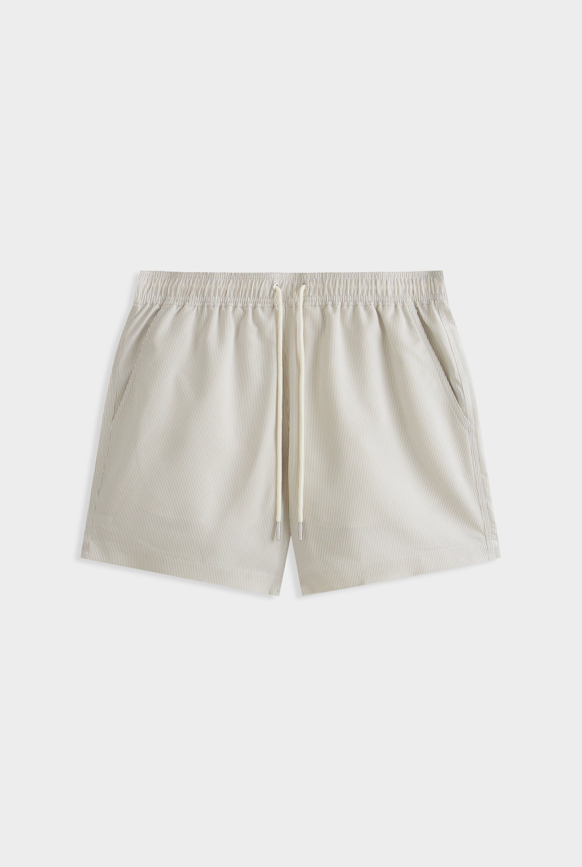 Striped Swim Short - Taupe Stripe