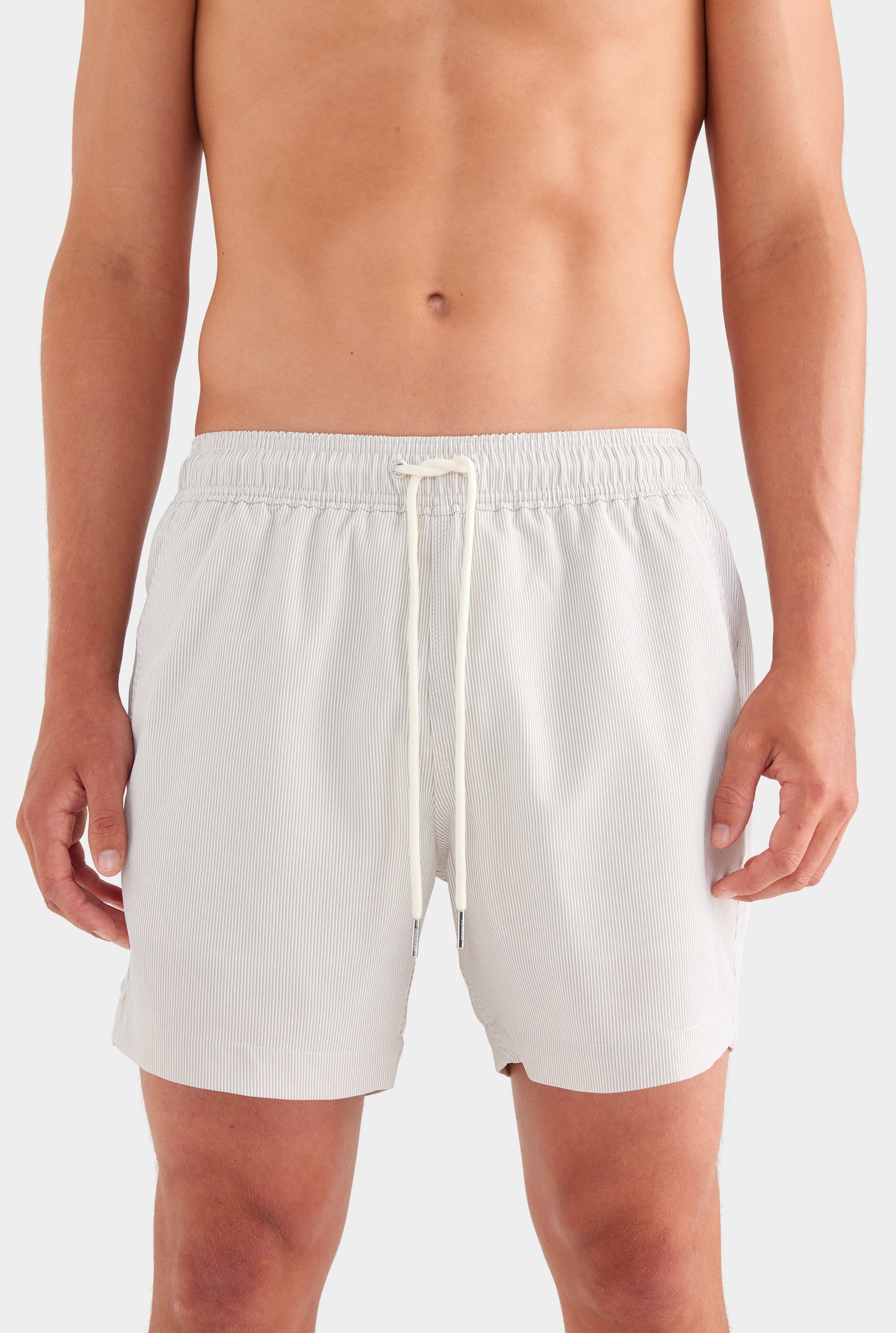 Striped Swim Short - Taupe Stripe