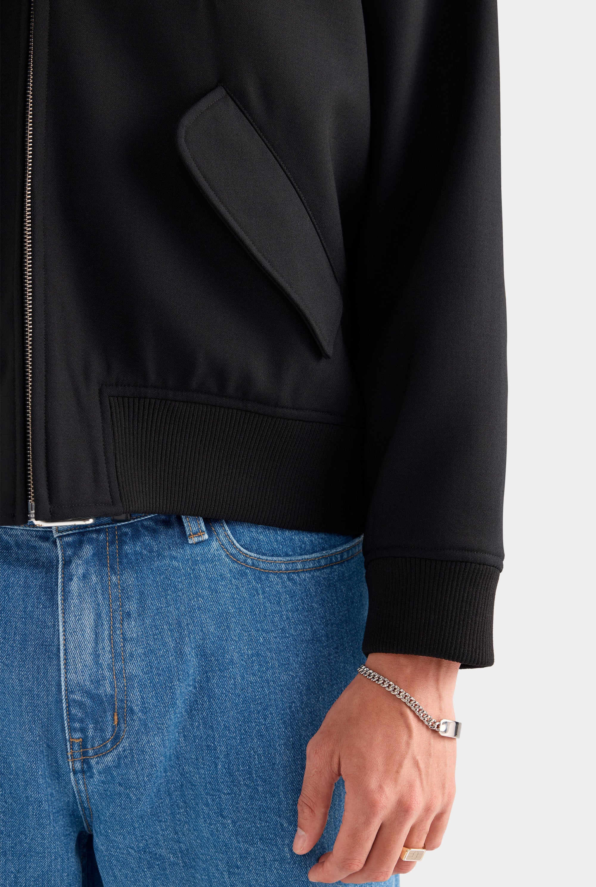 Wool Bomber Jacket - Black