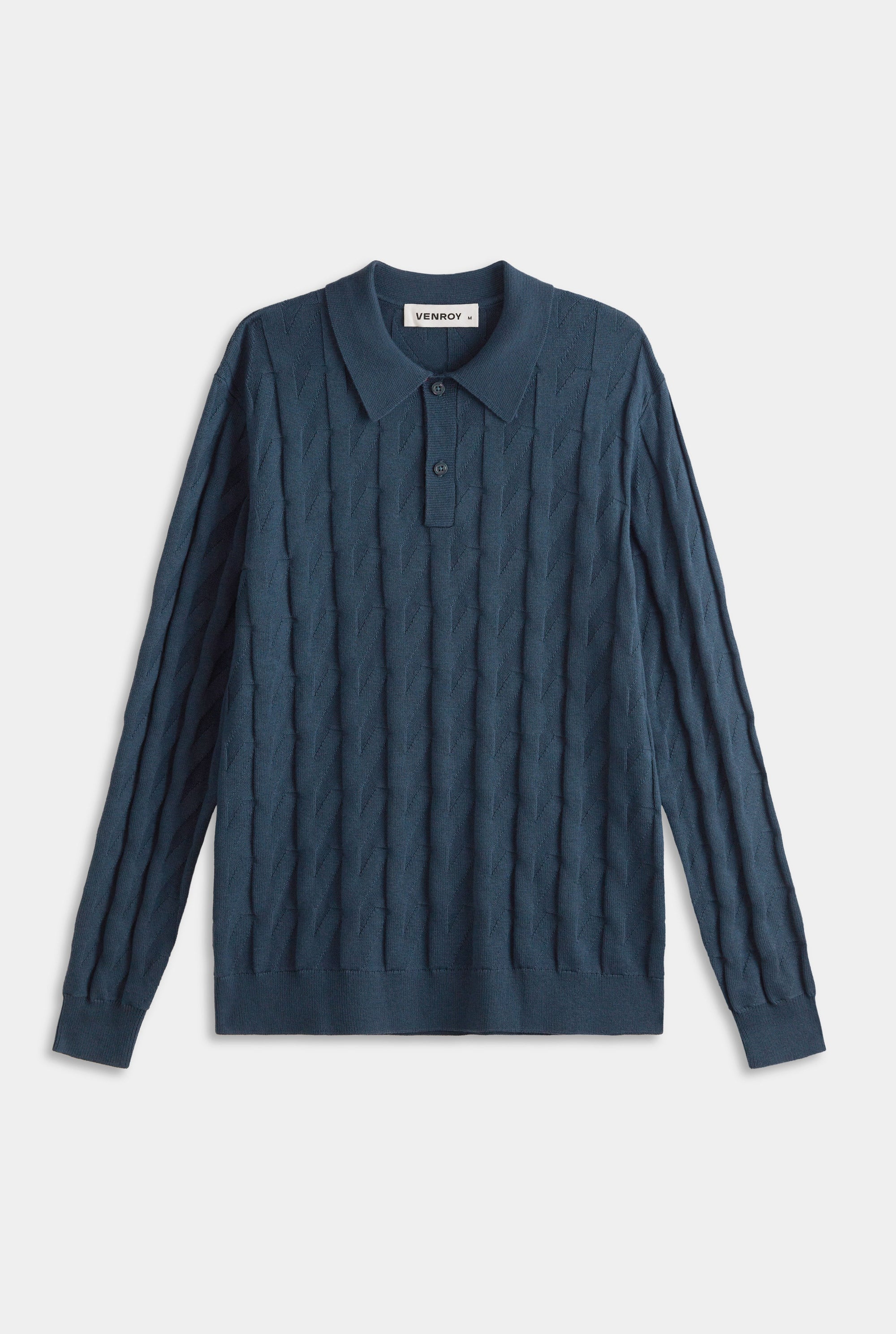 Wool Cotton Monogram Polo - Dark Slate Blue