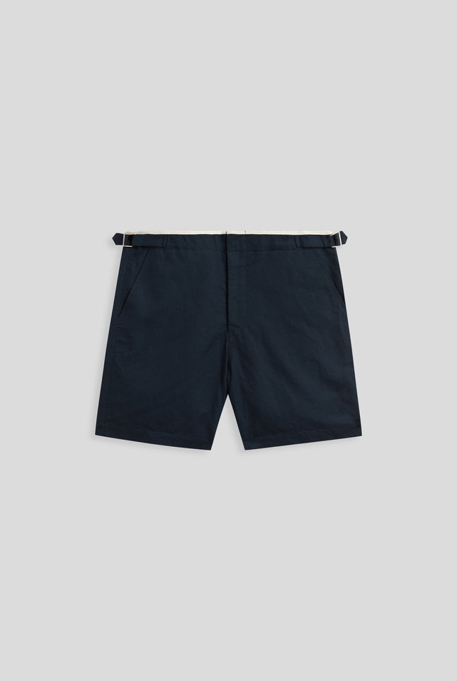 Cotton Twill Side Tab Short - Navy/Natural Tape