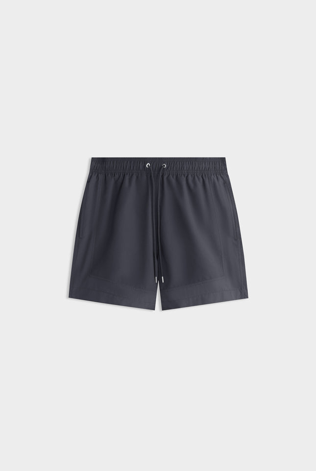 Panelled Border Swim Short - Dark Charcoal