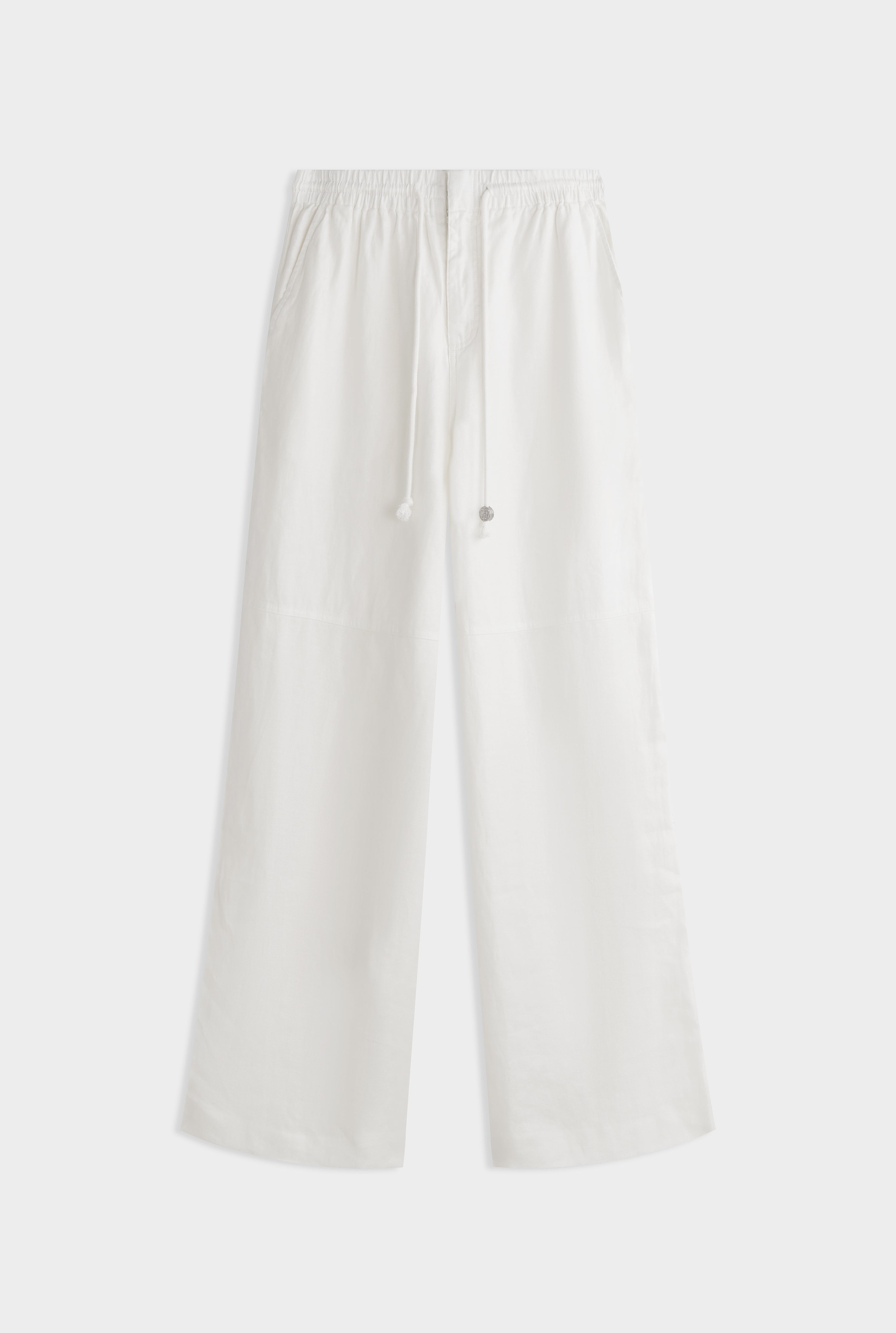 Panelled Linen Twill Trouser - Off White