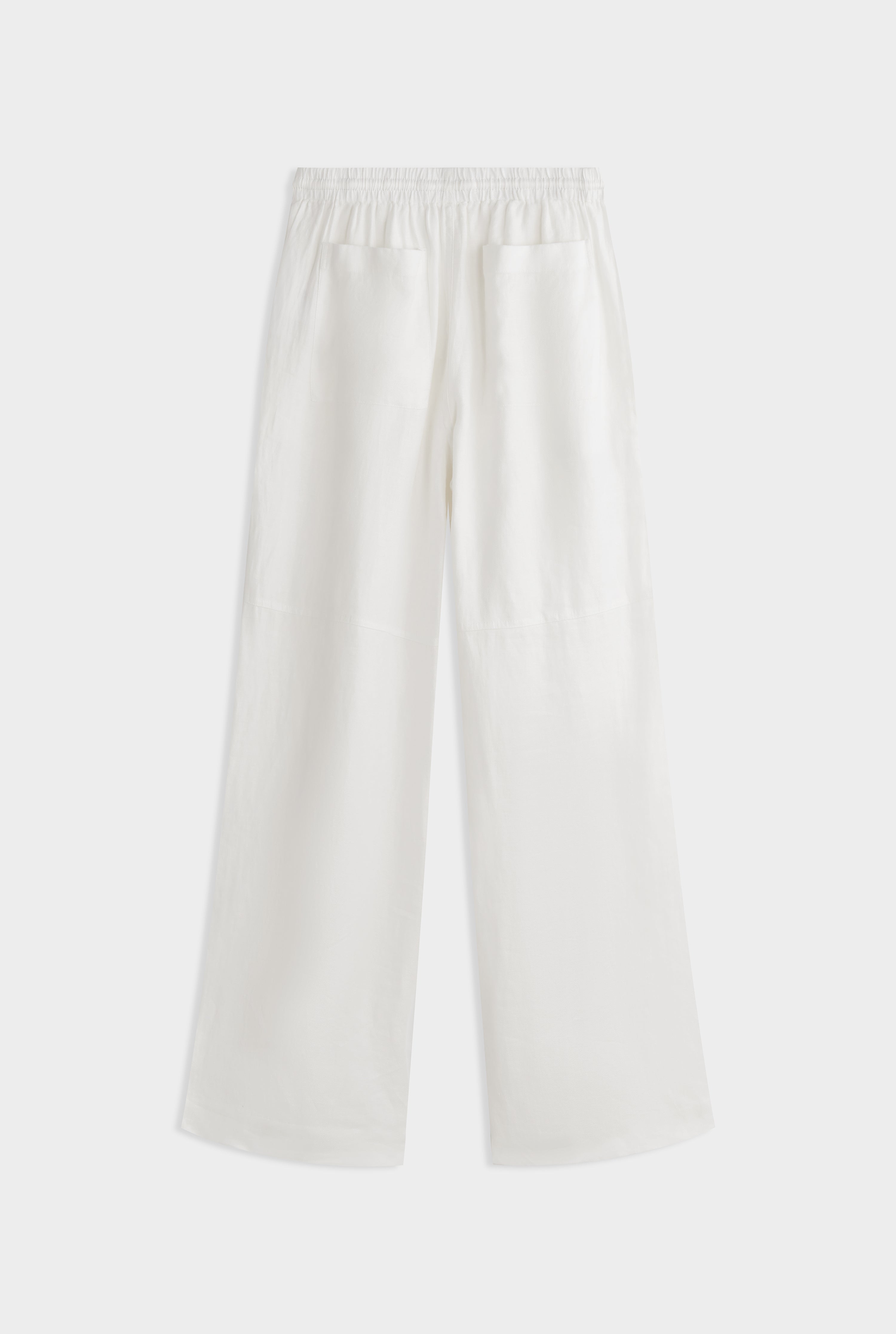 Panelled Linen Twill Trouser - Off White