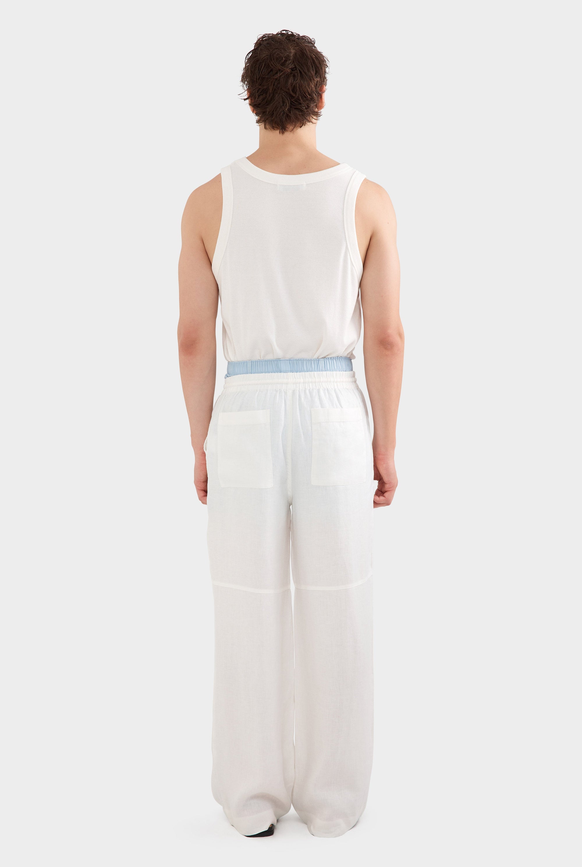 Panelled Linen Twill Trouser - Off White