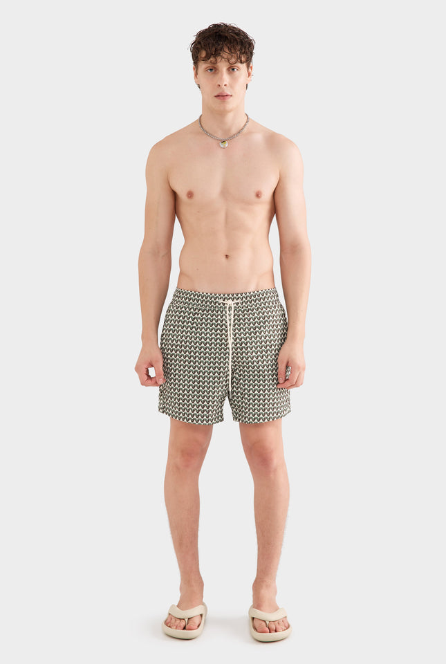 Printed Swim Short - Chocolate/Sea Spray V Monogram