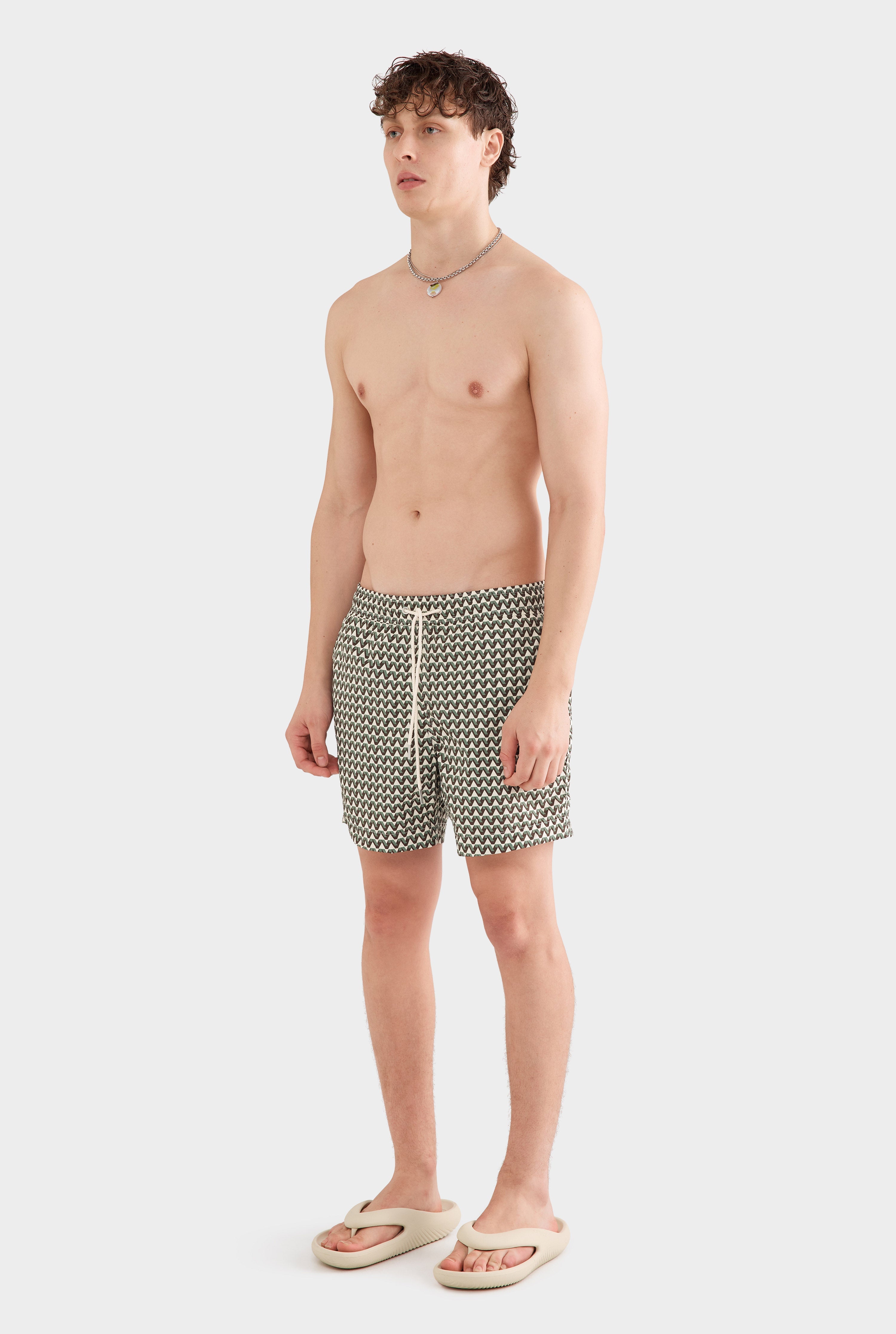 Printed Swim Short - Chocolate/Sea Spray V Monogram