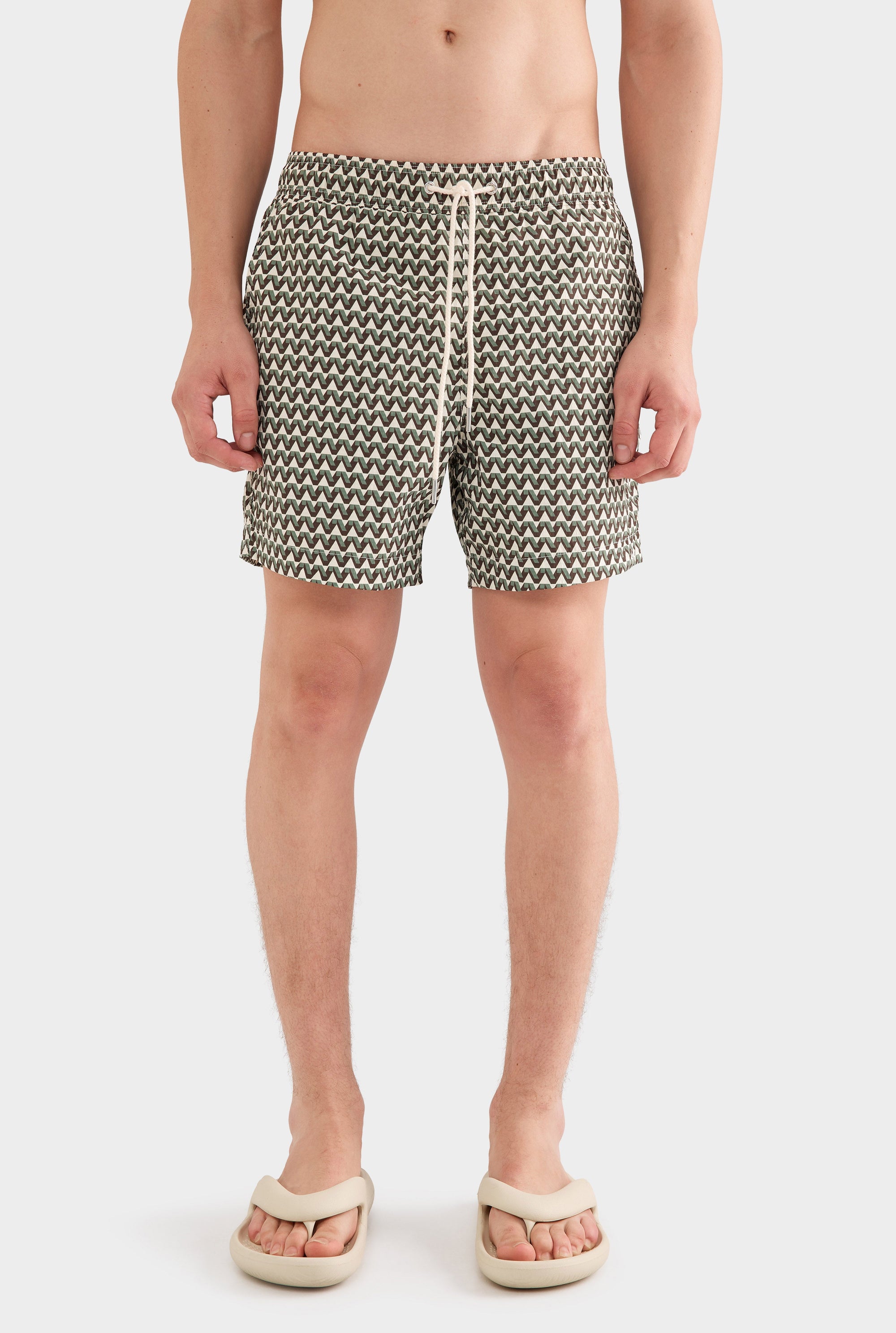 Printed Swim Short - Chocolate/Sea Spray V Monogram