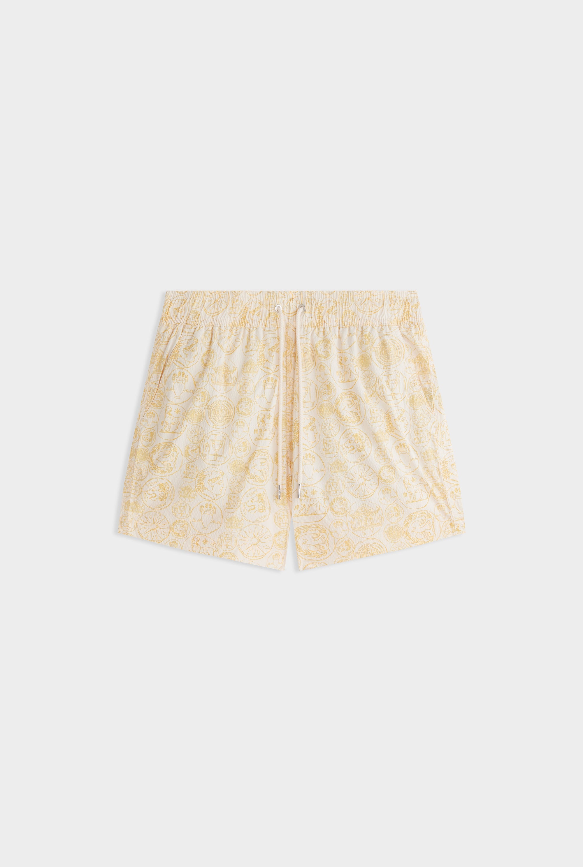 Printed Swim Short - Off White Grecian Coins