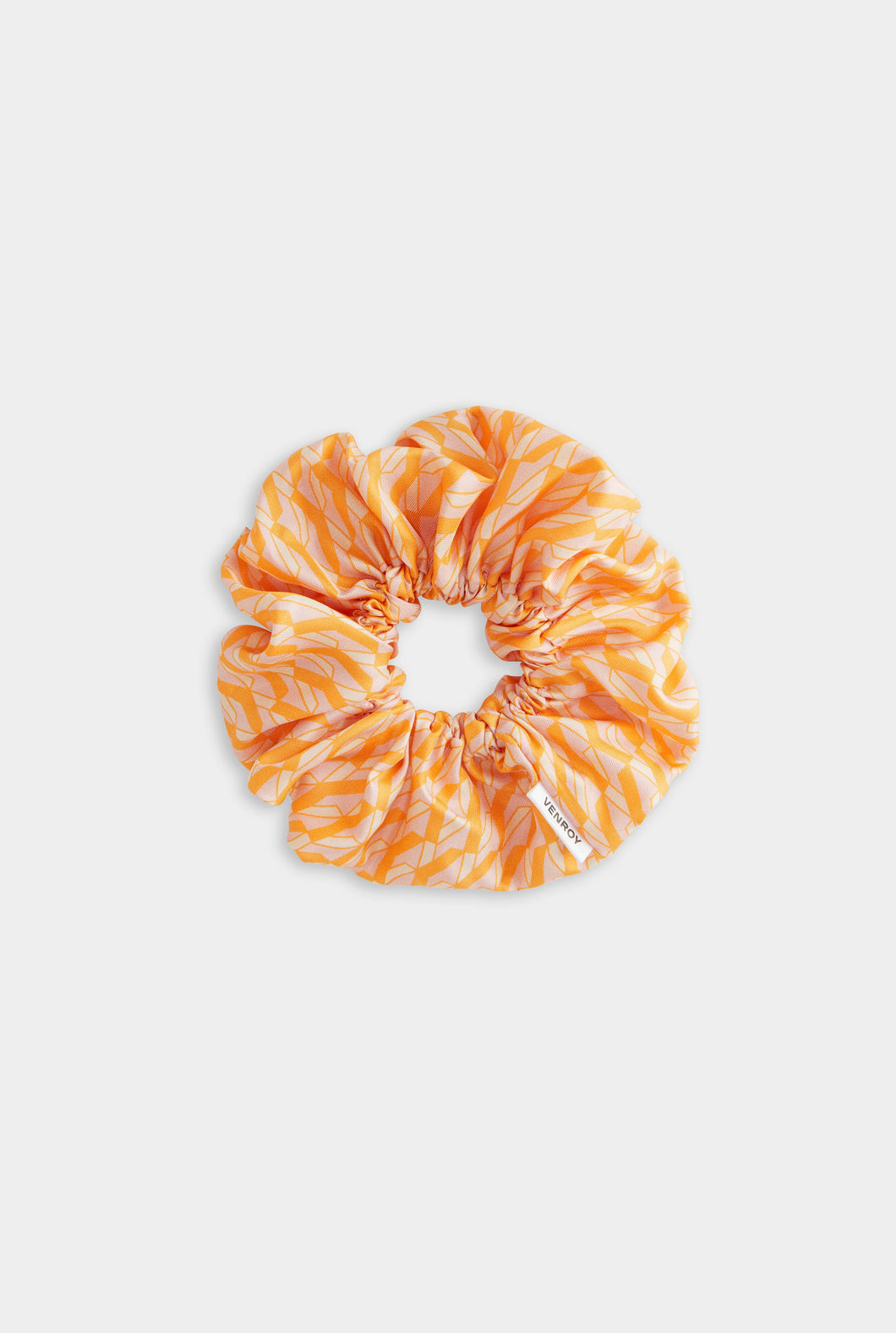 Silk Scrunchie -  Bright Orange/Pink V Monogram