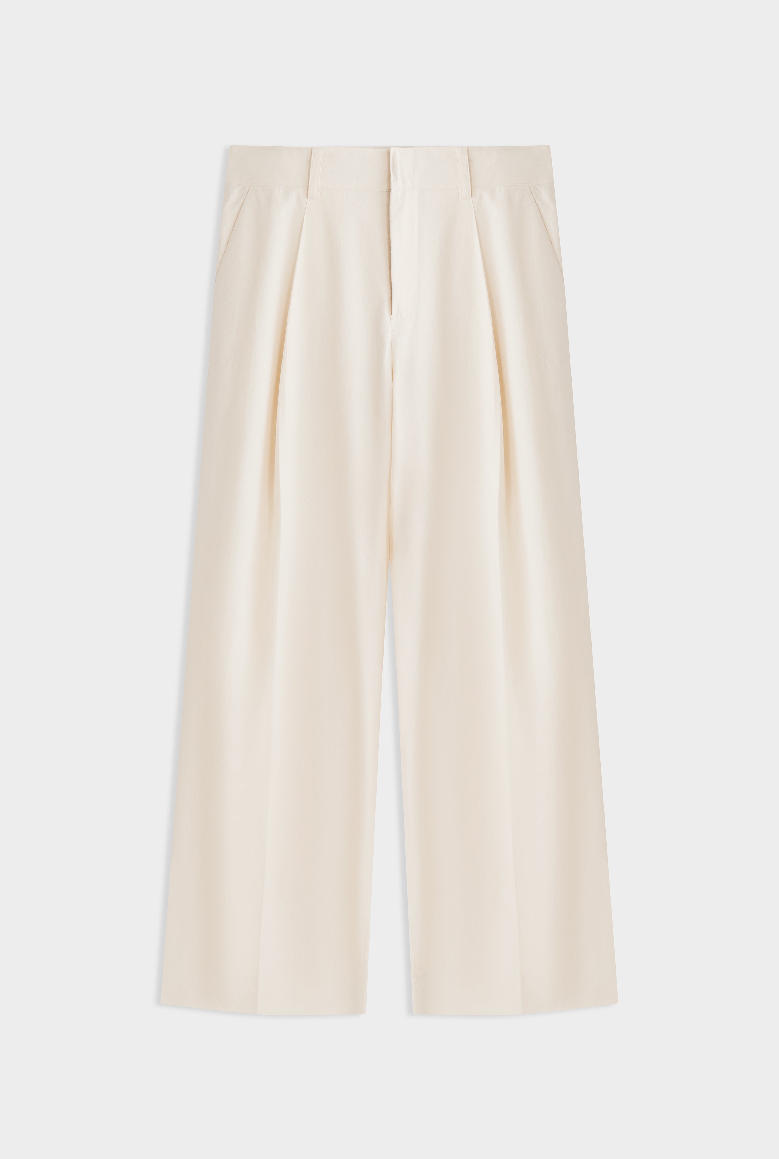 Relaxed Fixed Waist Cotton Trouser - Natural