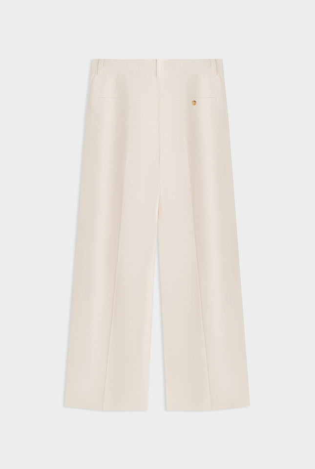 Relaxed Fixed Waist Cotton Trouser - Natural