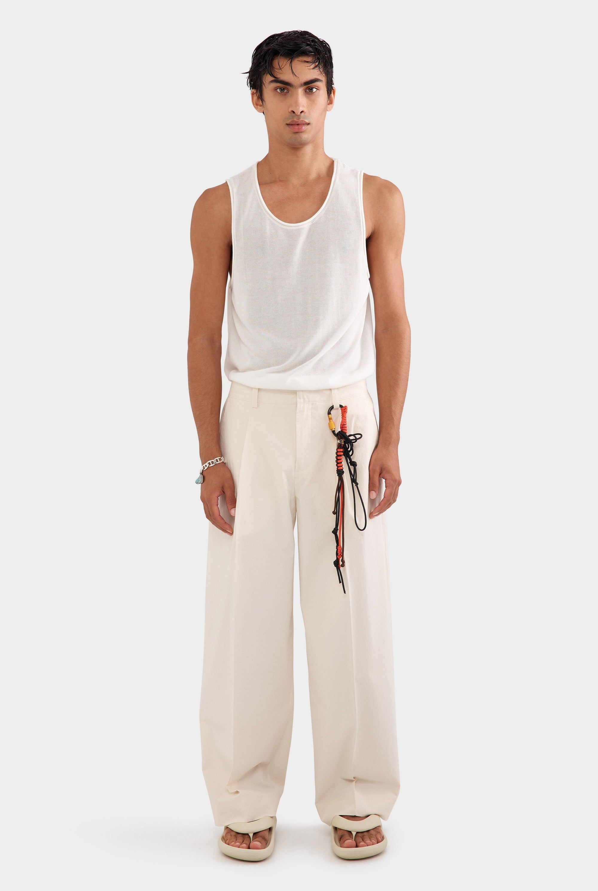 Relaxed Fixed Waist Cotton Trouser - Natural