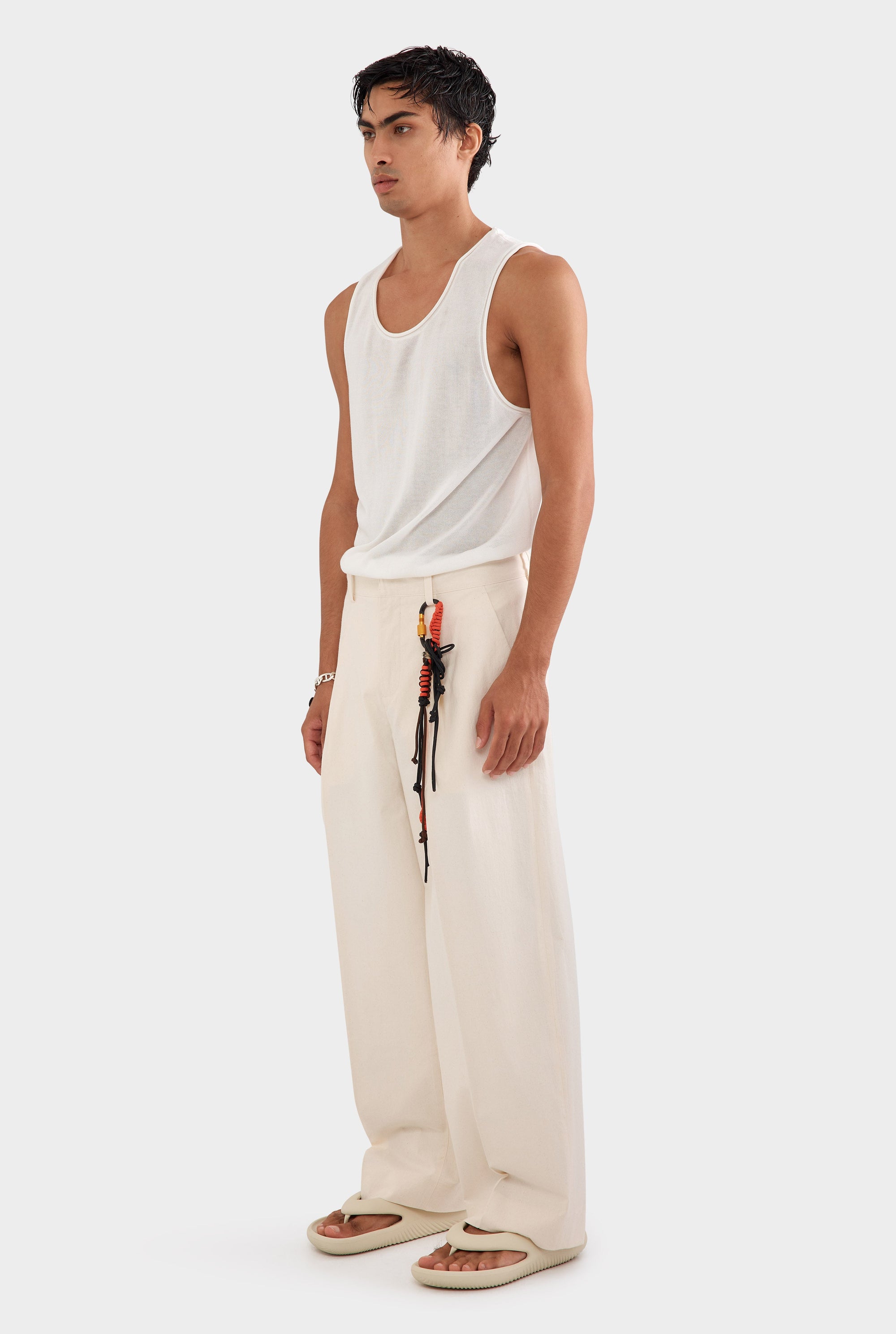 Relaxed Fixed Waist Cotton Trouser - Natural