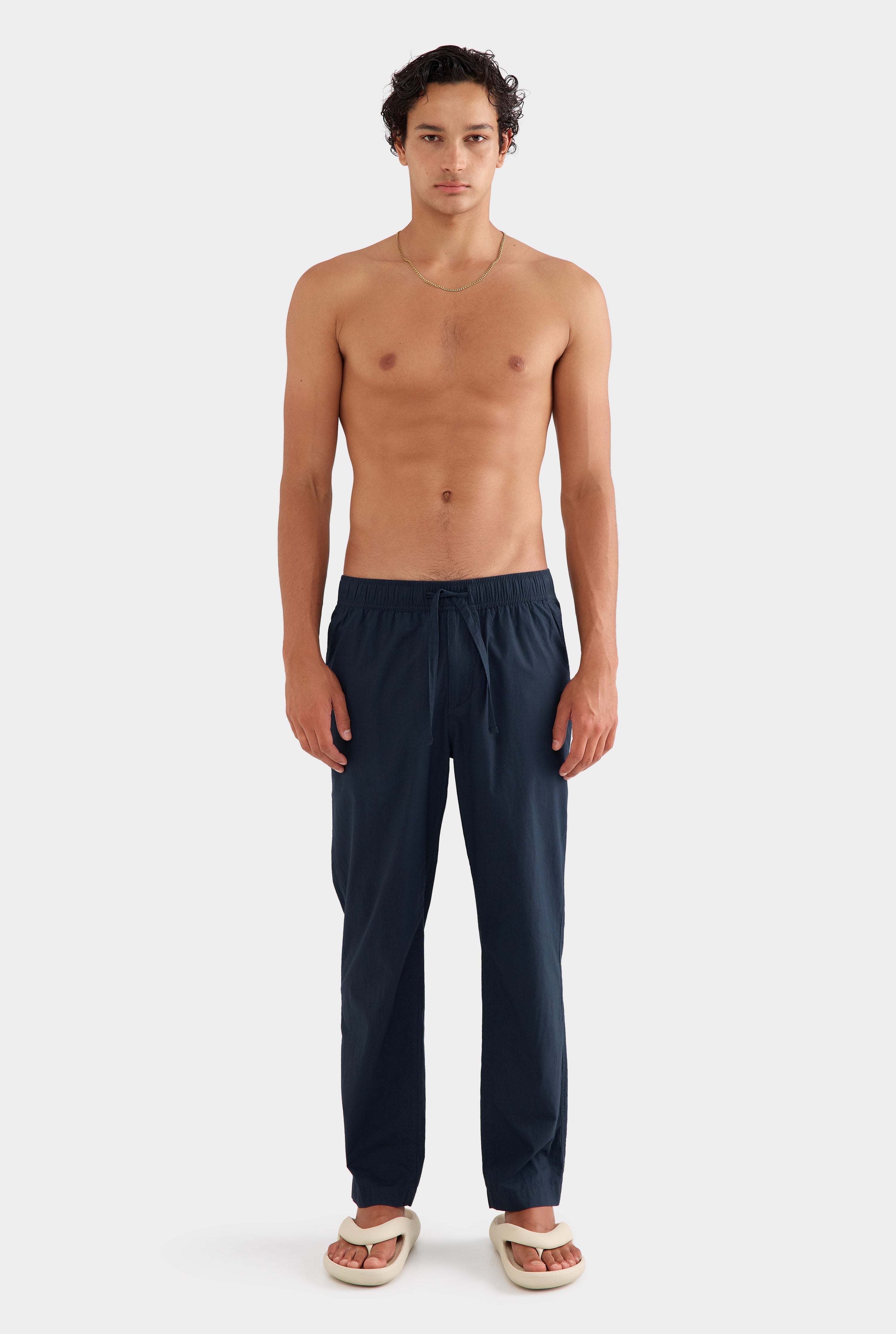 Relaxed Poplin Pant - Navy