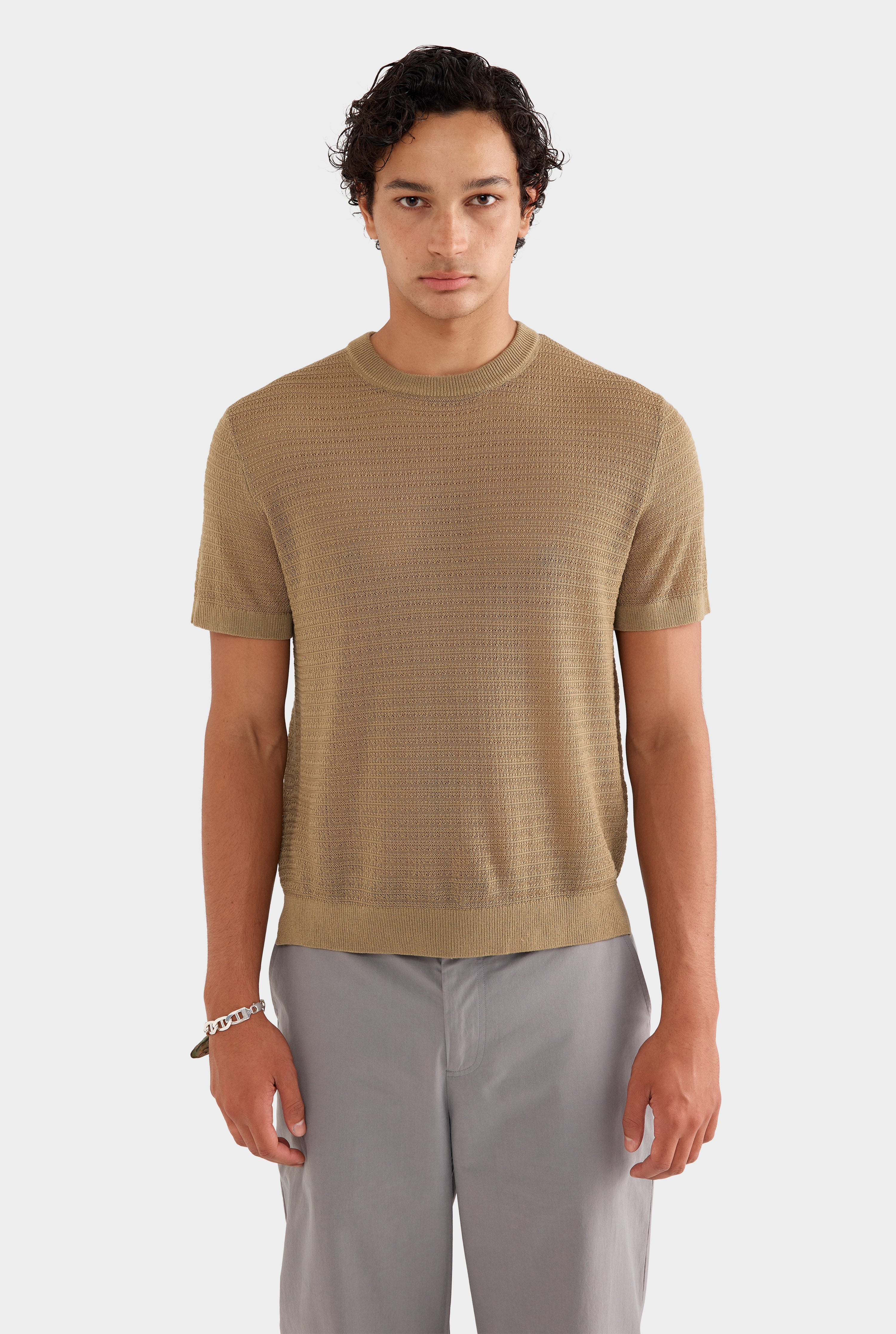 Relaxed Tencel Knitted T-Shirt - Olive