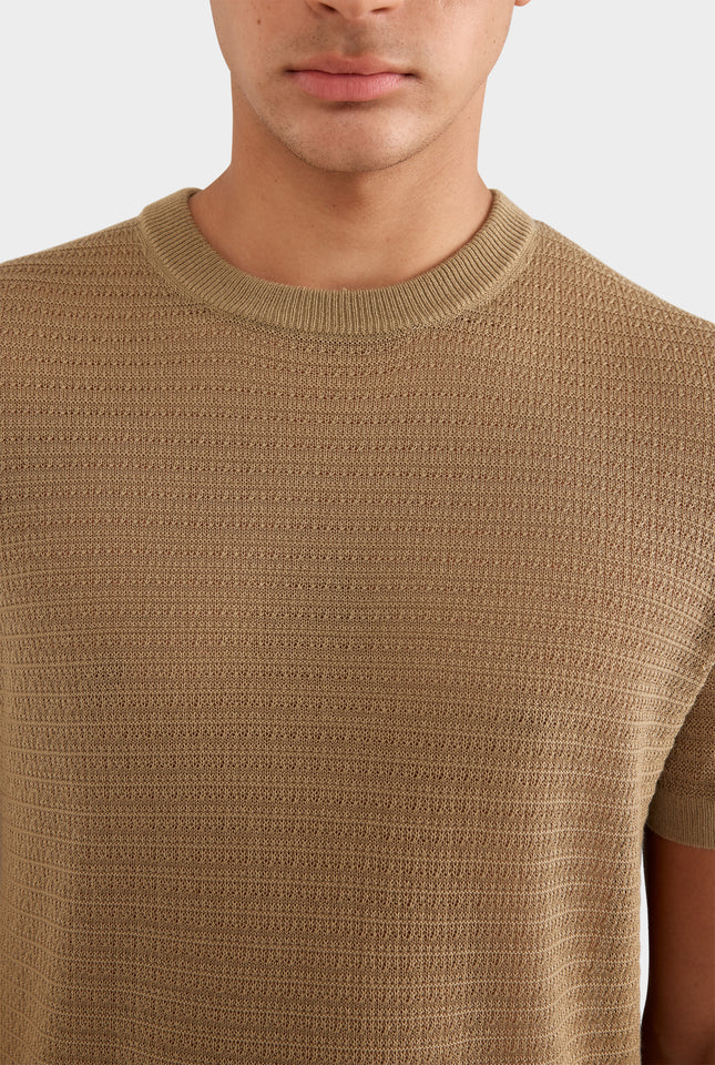 Relaxed Tencel Knitted T-Shirt - Olive