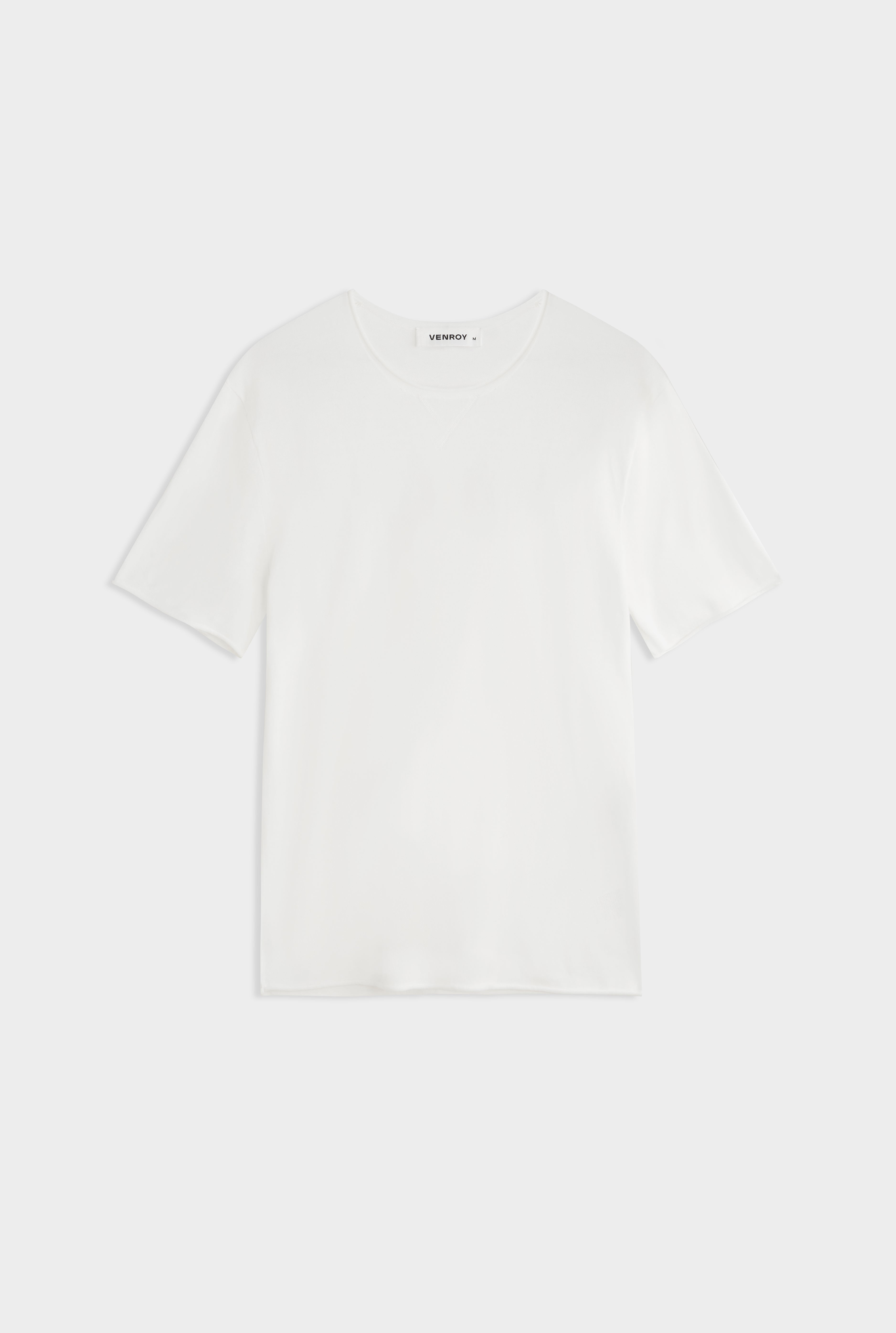 Rolled Edge Cotton Knit T-Shirt - Off White