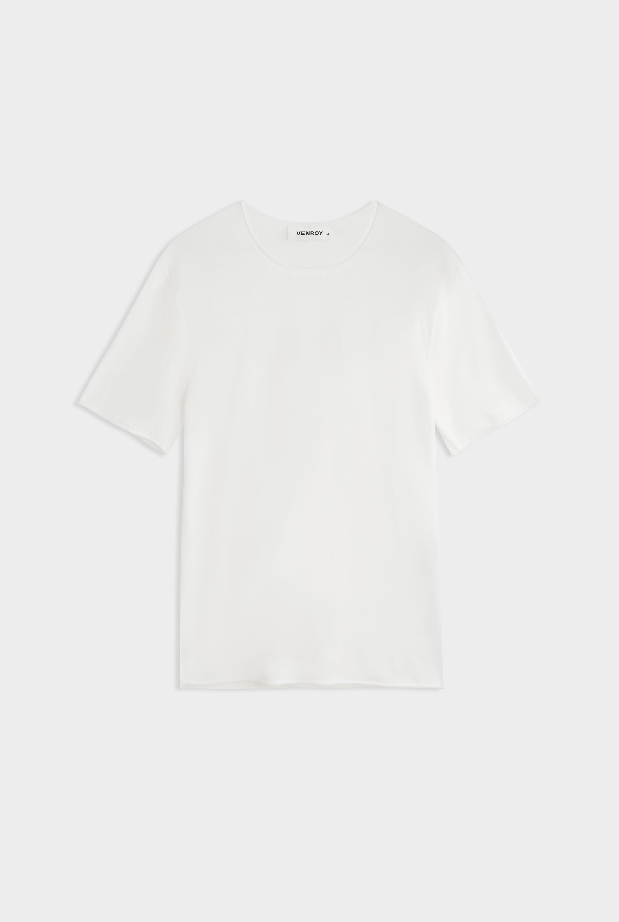 Rolled Edge Cotton Knit T-Shirt - Off White