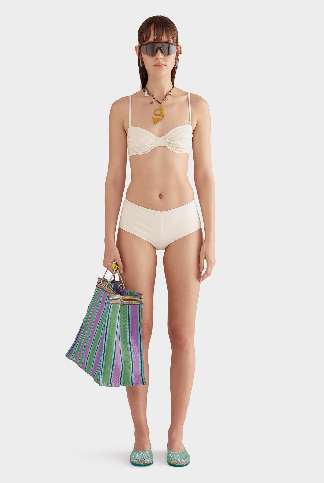 Boyleg Swim Bottom - Cream