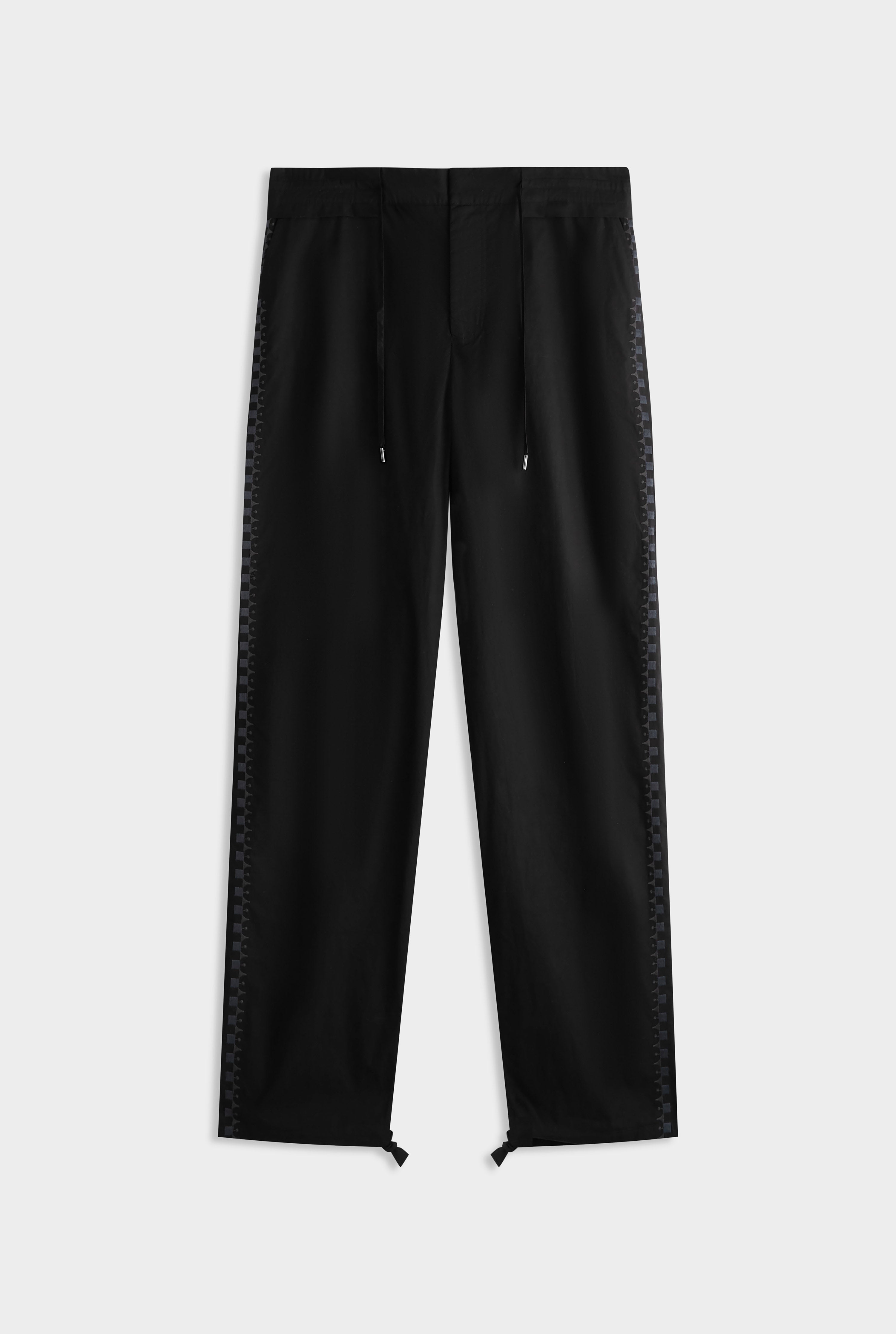 Embroidered Cotton Paperbag Trouser - Black