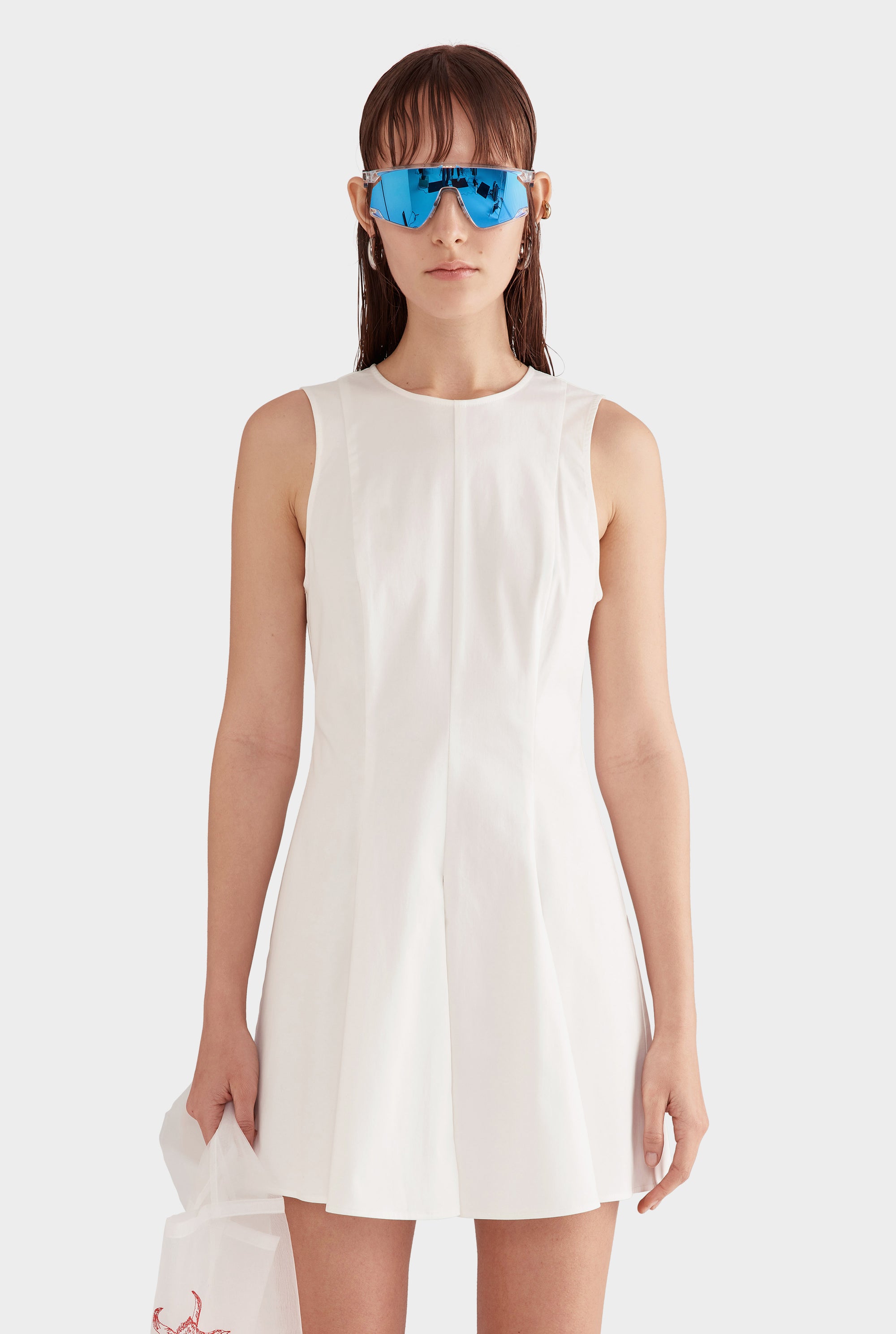 Pleated Mini Dress - Off White