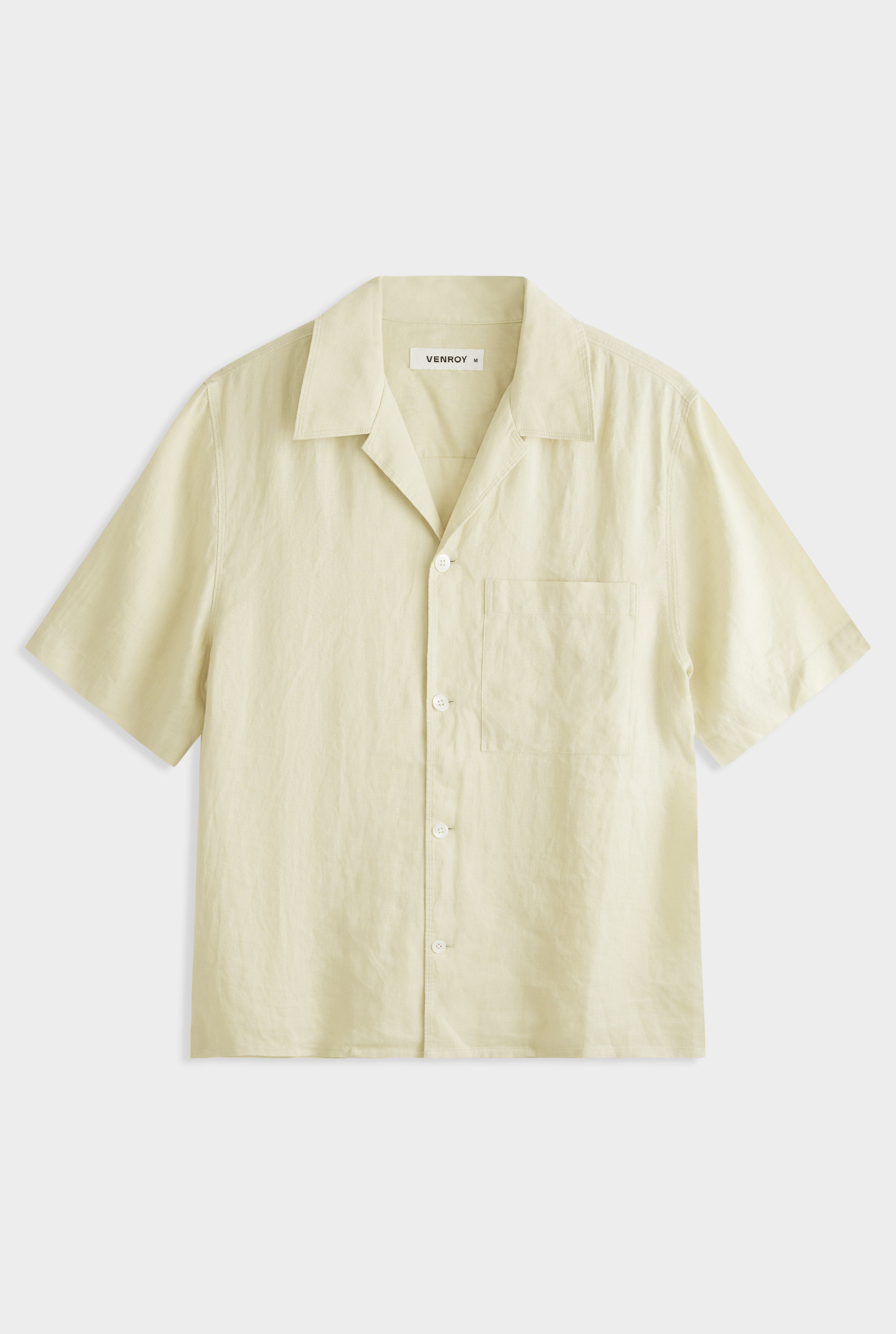 Relaxed Cotton Knit Open Neck Polo - Cream/Green Haze