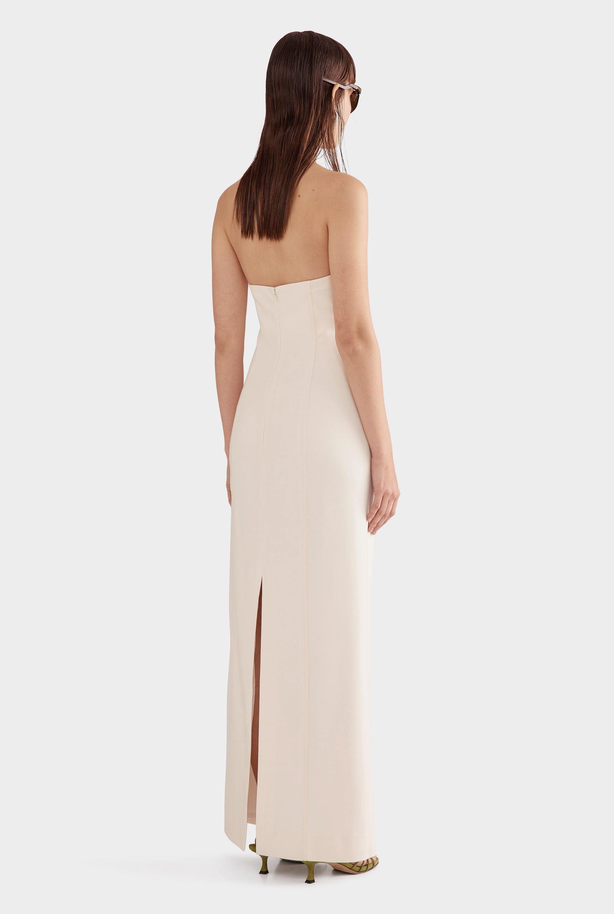 Strapless Wool Column Dress - Cream