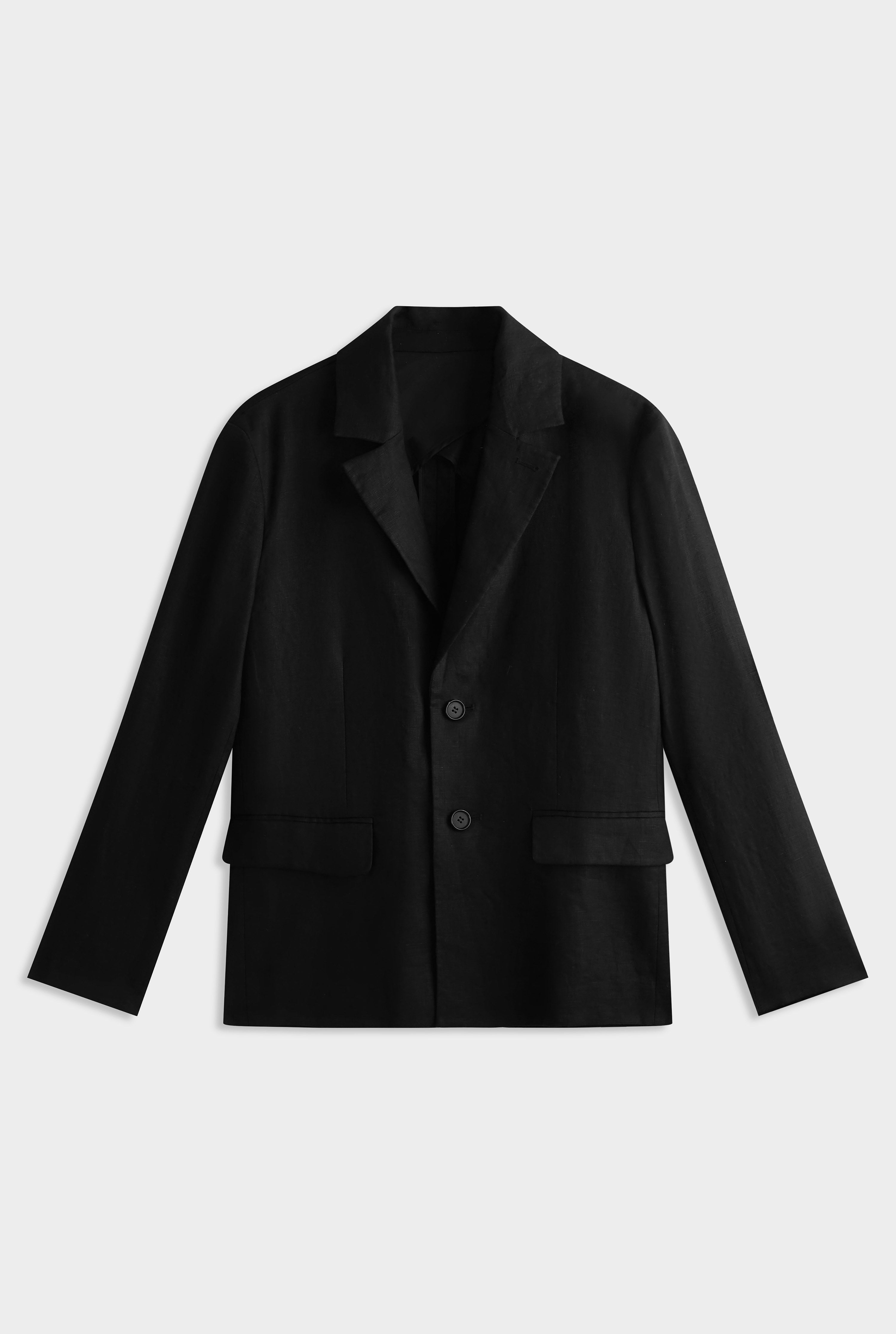 Tailored Linen Blazer - Black