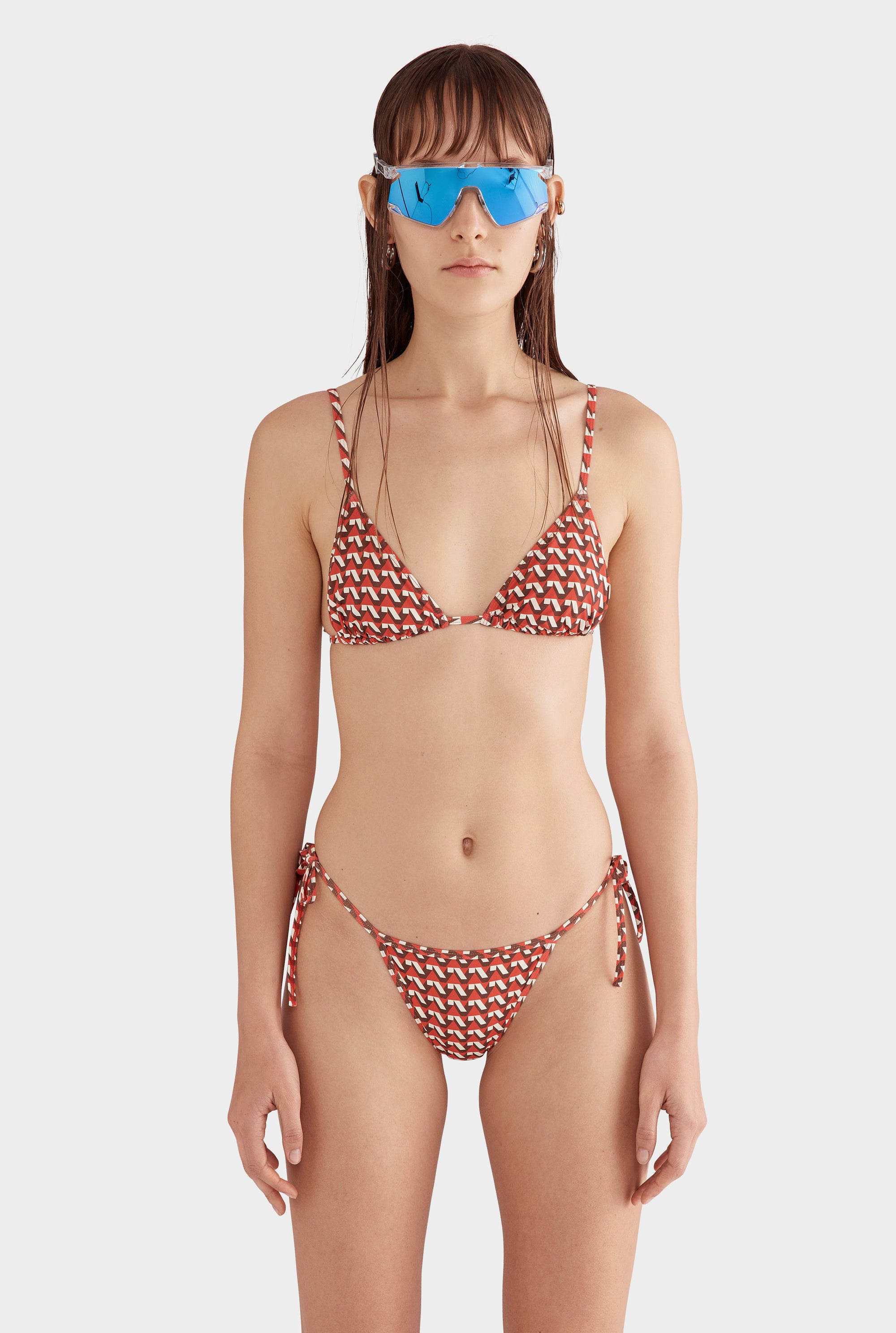 String Bikini Brief - Cocoa/Red V Monogram