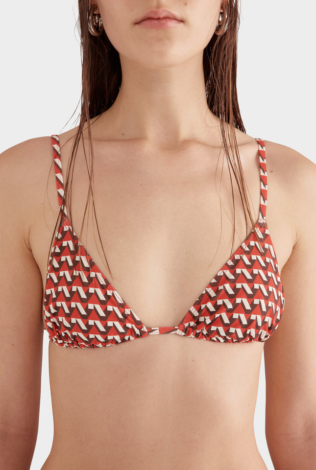 Triangle Bikini Top - Cocoa/Red V Monogram