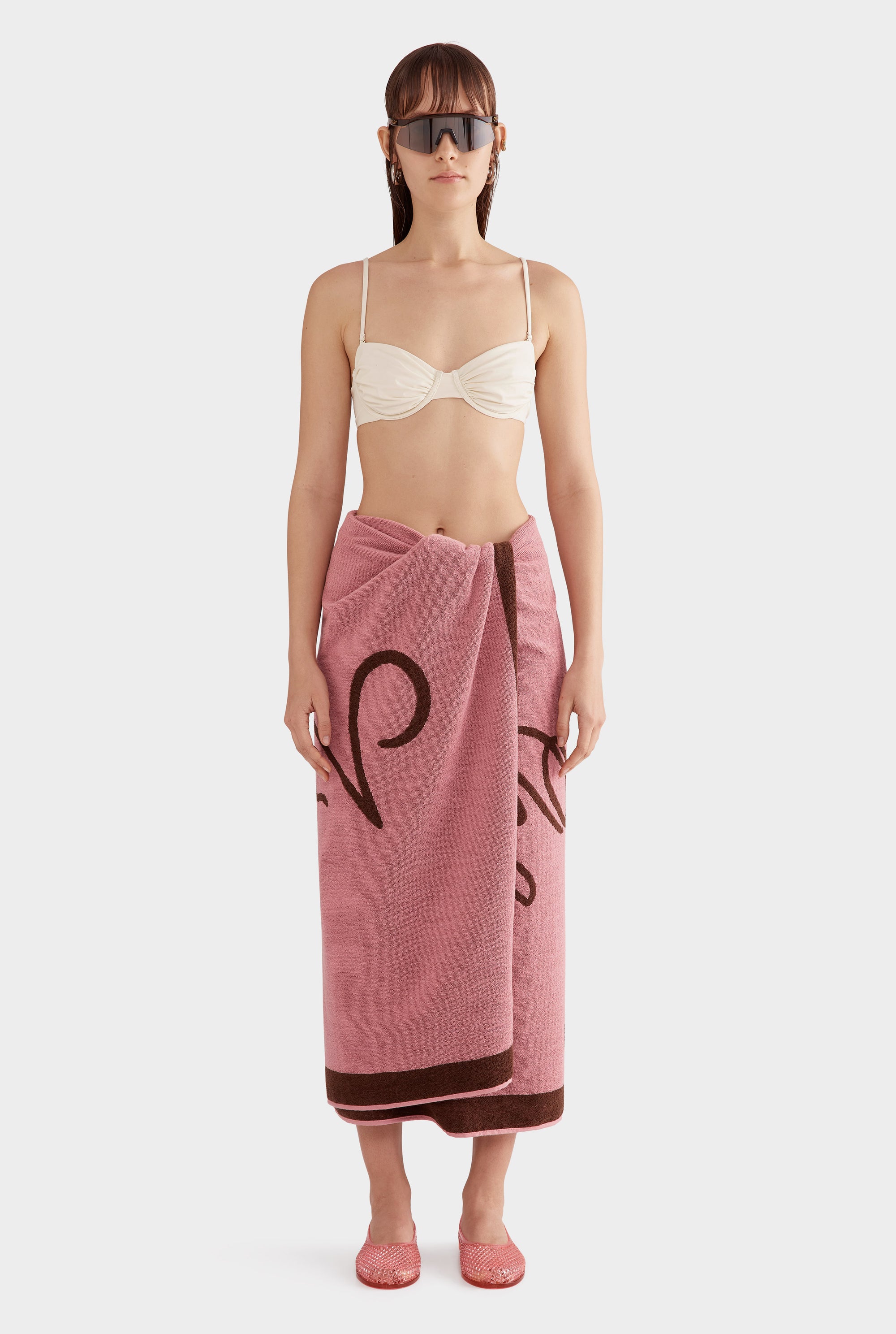 Venroy Jacquard Towel - Cocoa/Pink