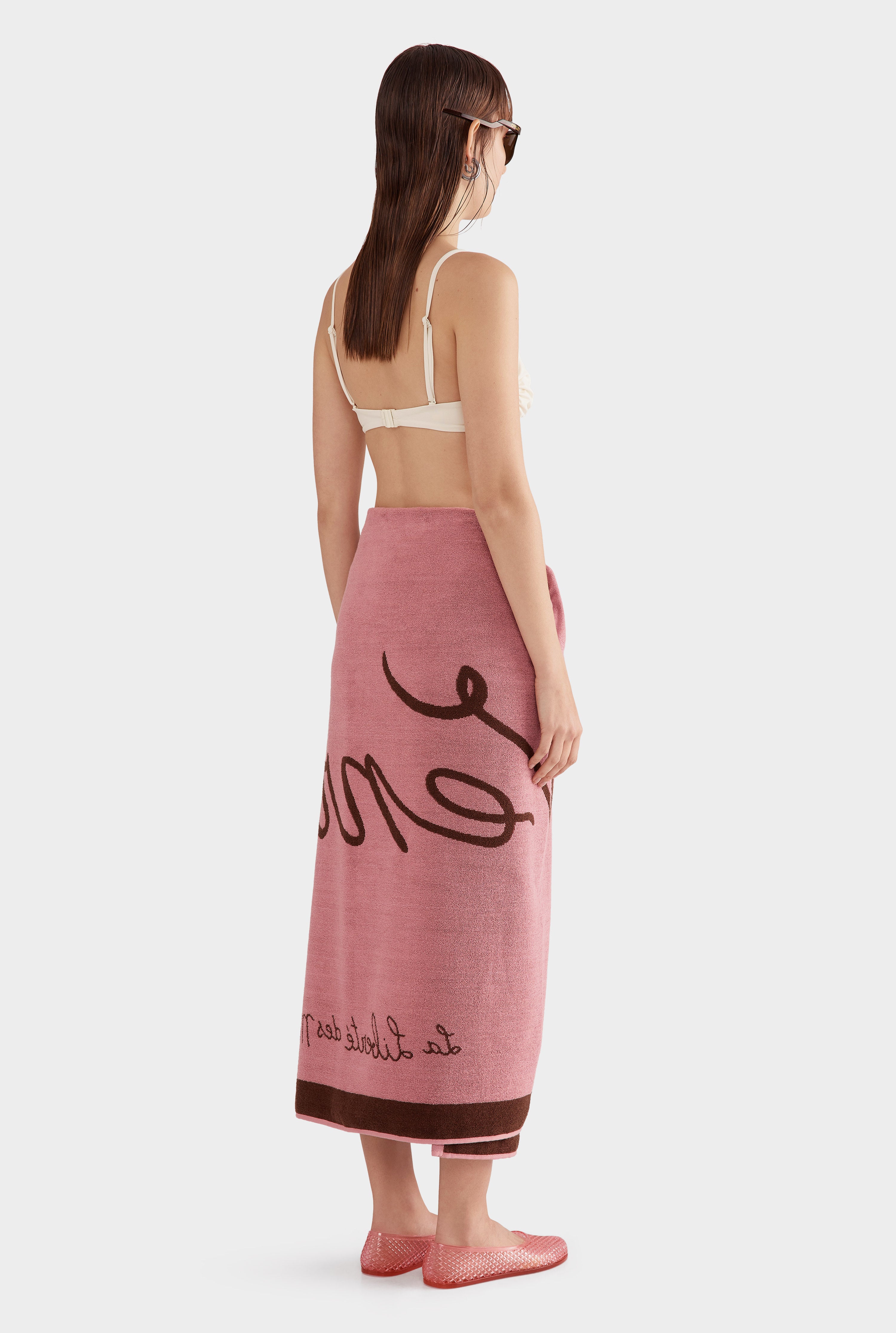 Venroy Jacquard Towel - Cocoa/Pink