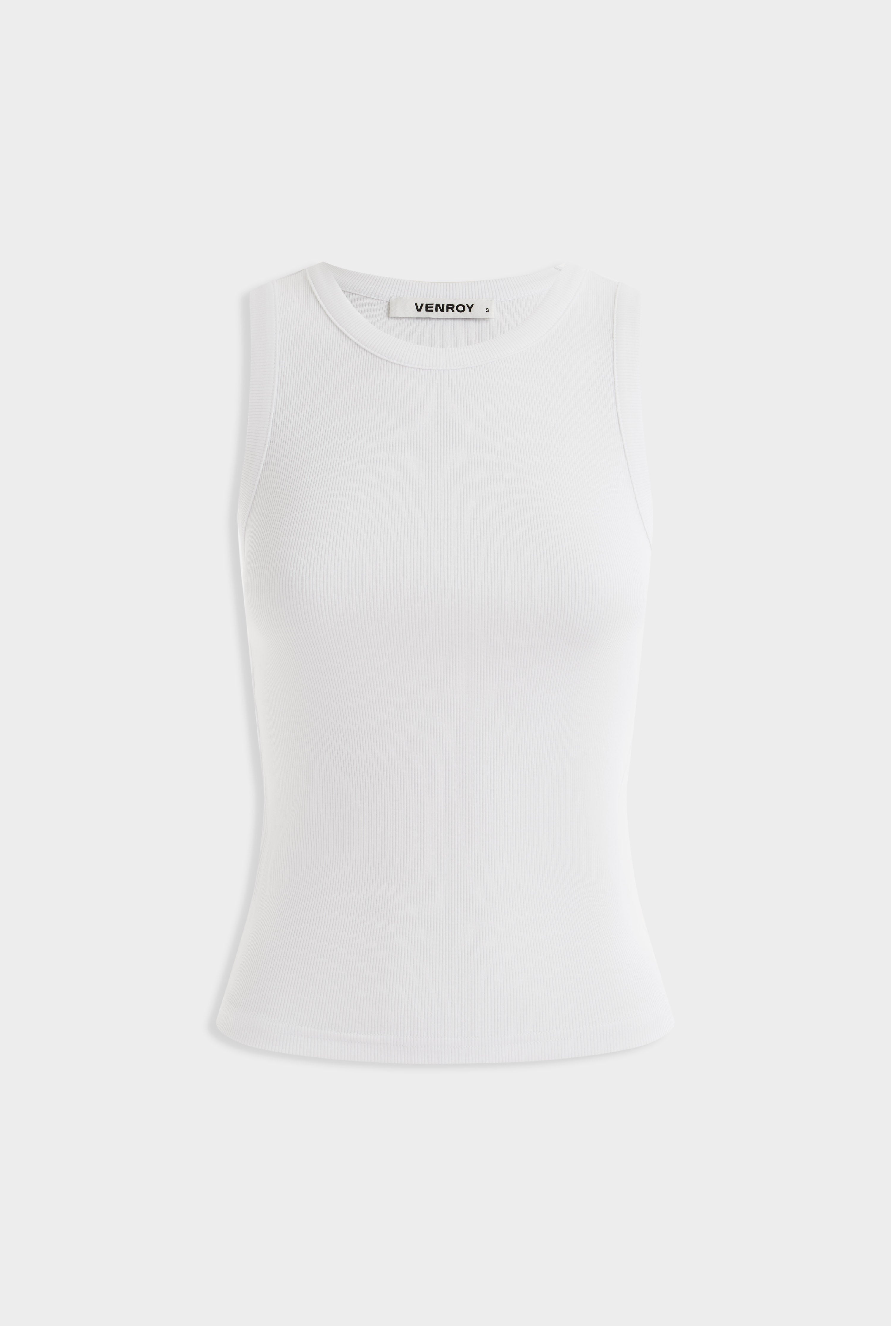 Crewneck Jersey Rib Tank - White