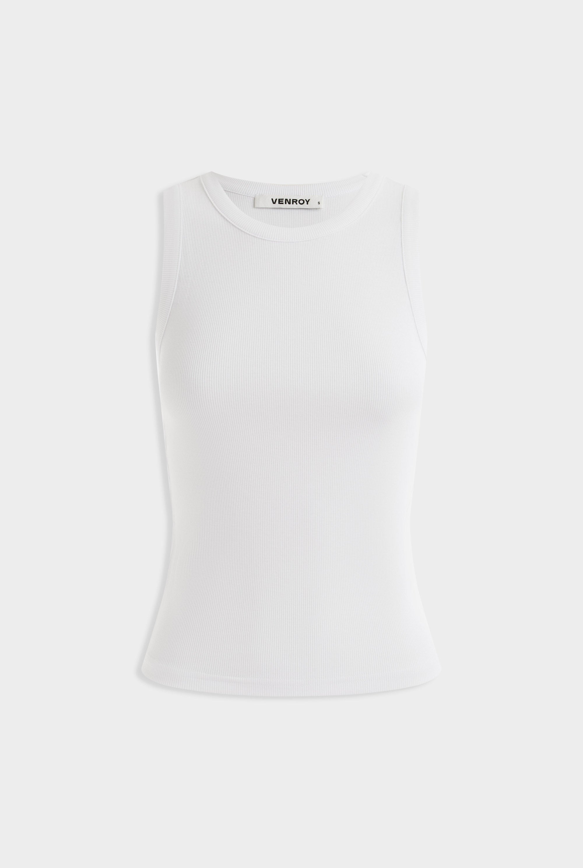 Crewneck Jersey Rib Tank - White