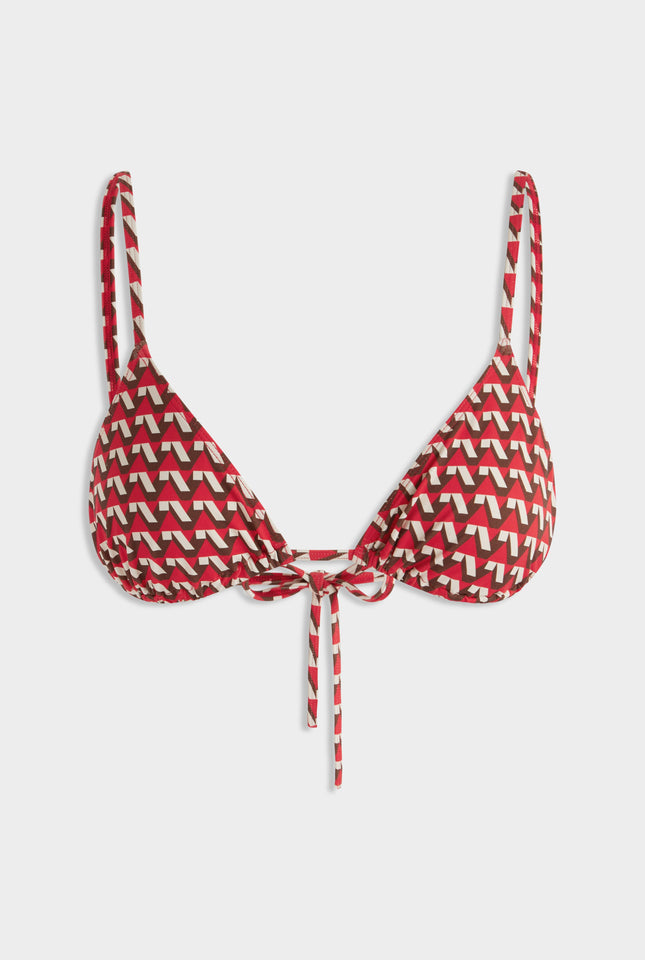 Triangle Bikini Top - Cocoa/Red V Monogram