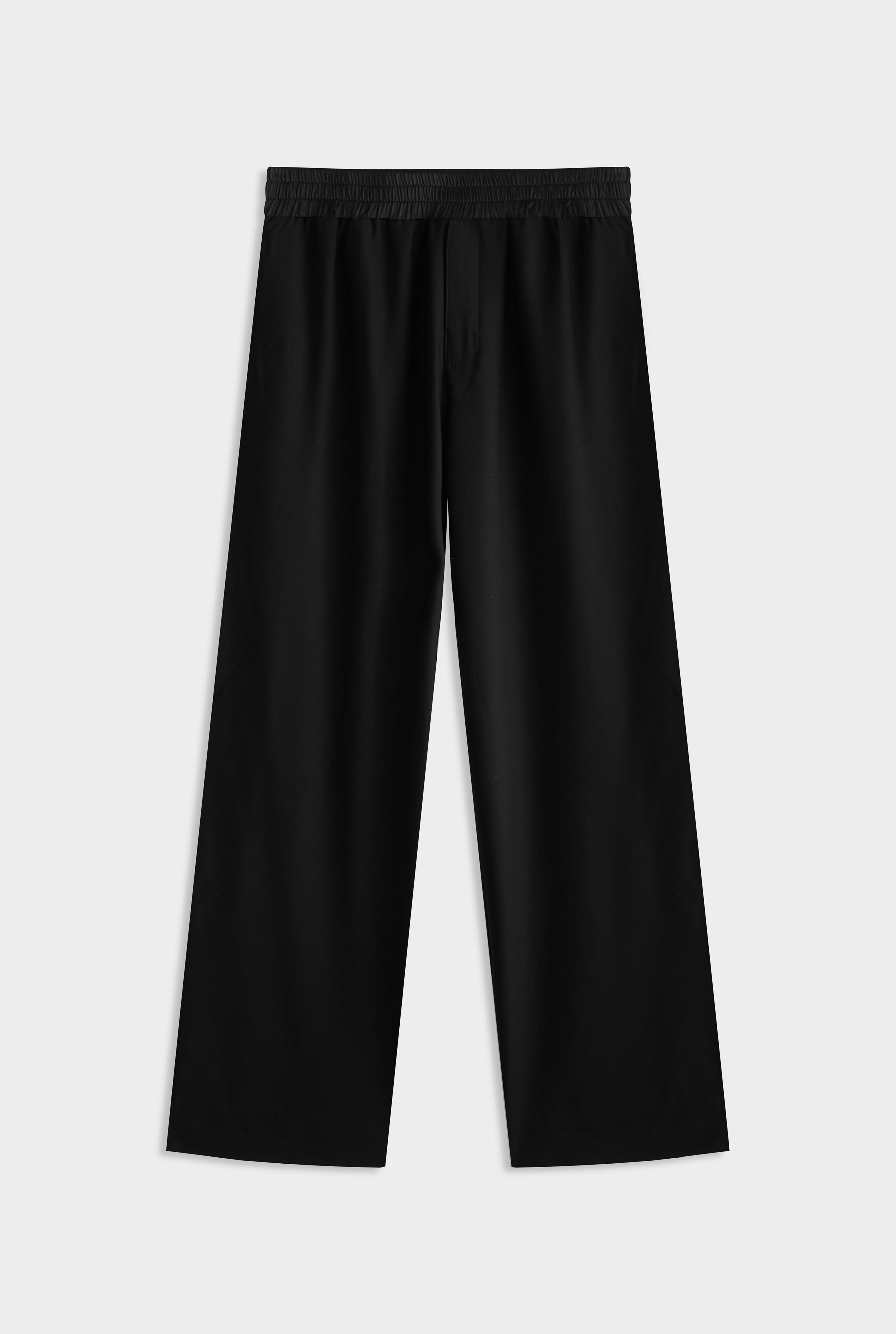 Wool Layered Waistband Trouser - Black