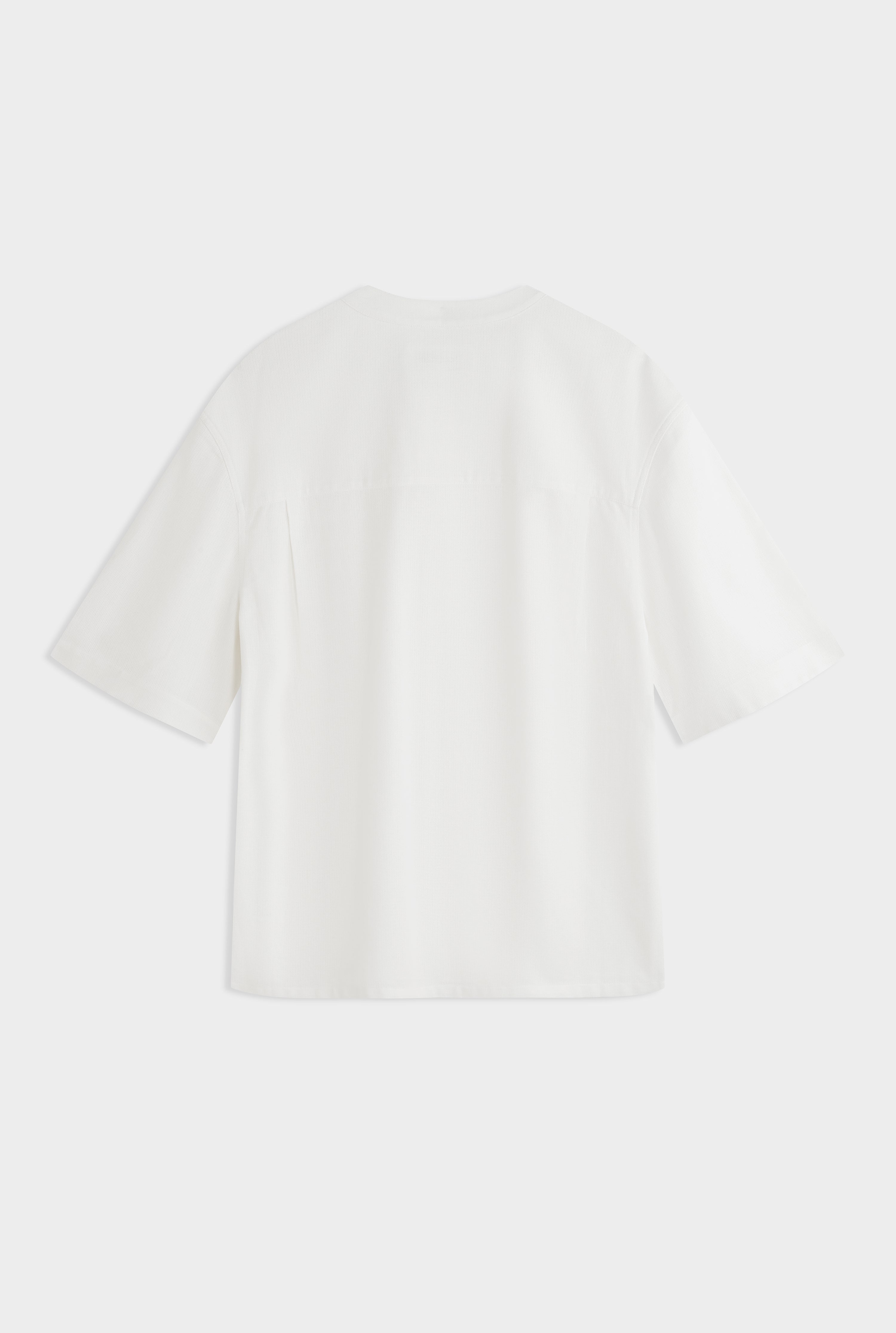 Short Sleeve V Neck Shirt - Off White