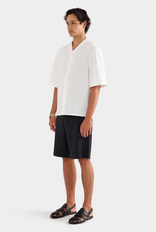 Short Sleeve V Neck Shirt - Off White