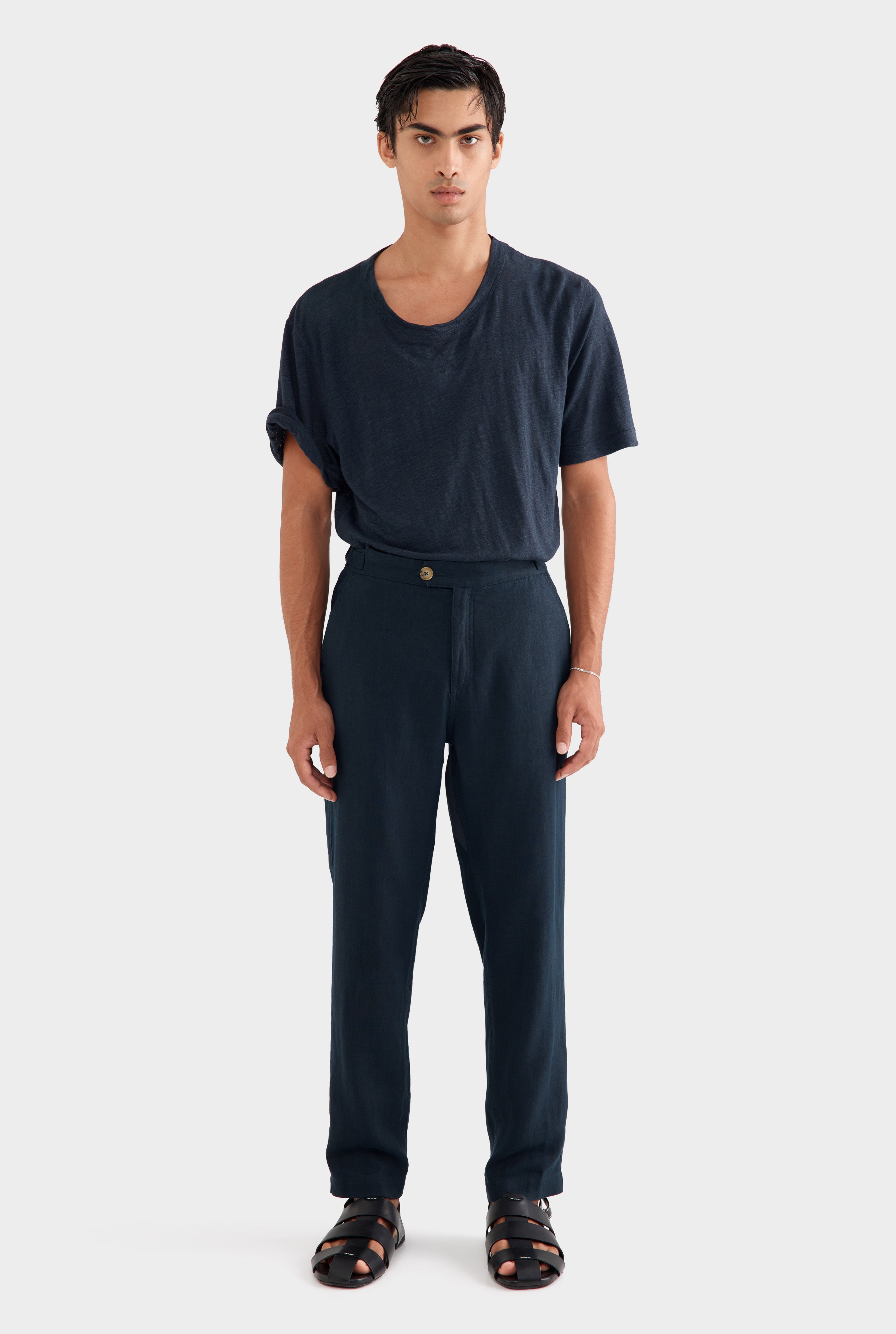 Side Tab Trouser - Navy