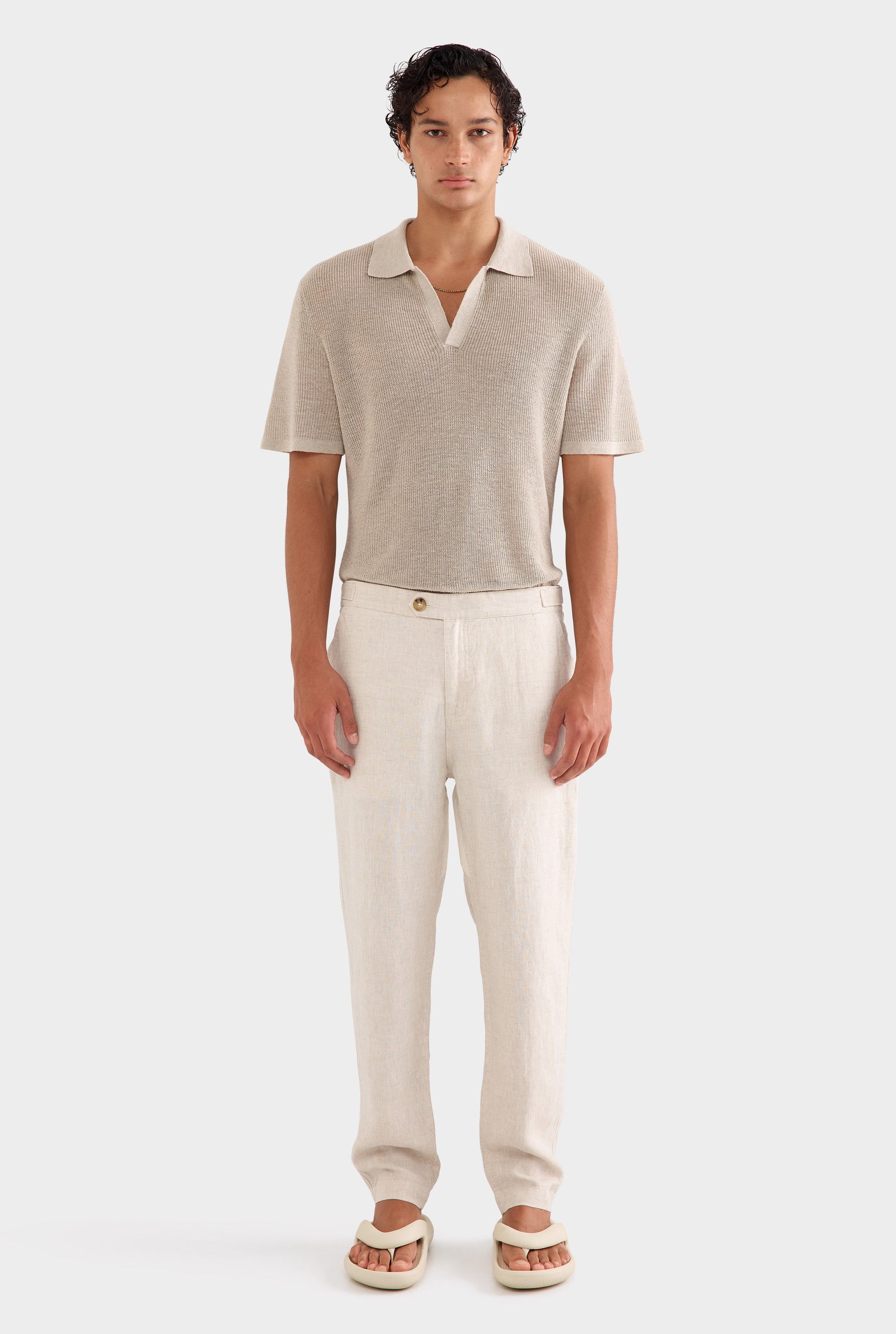 Side Tab Trouser - Sand