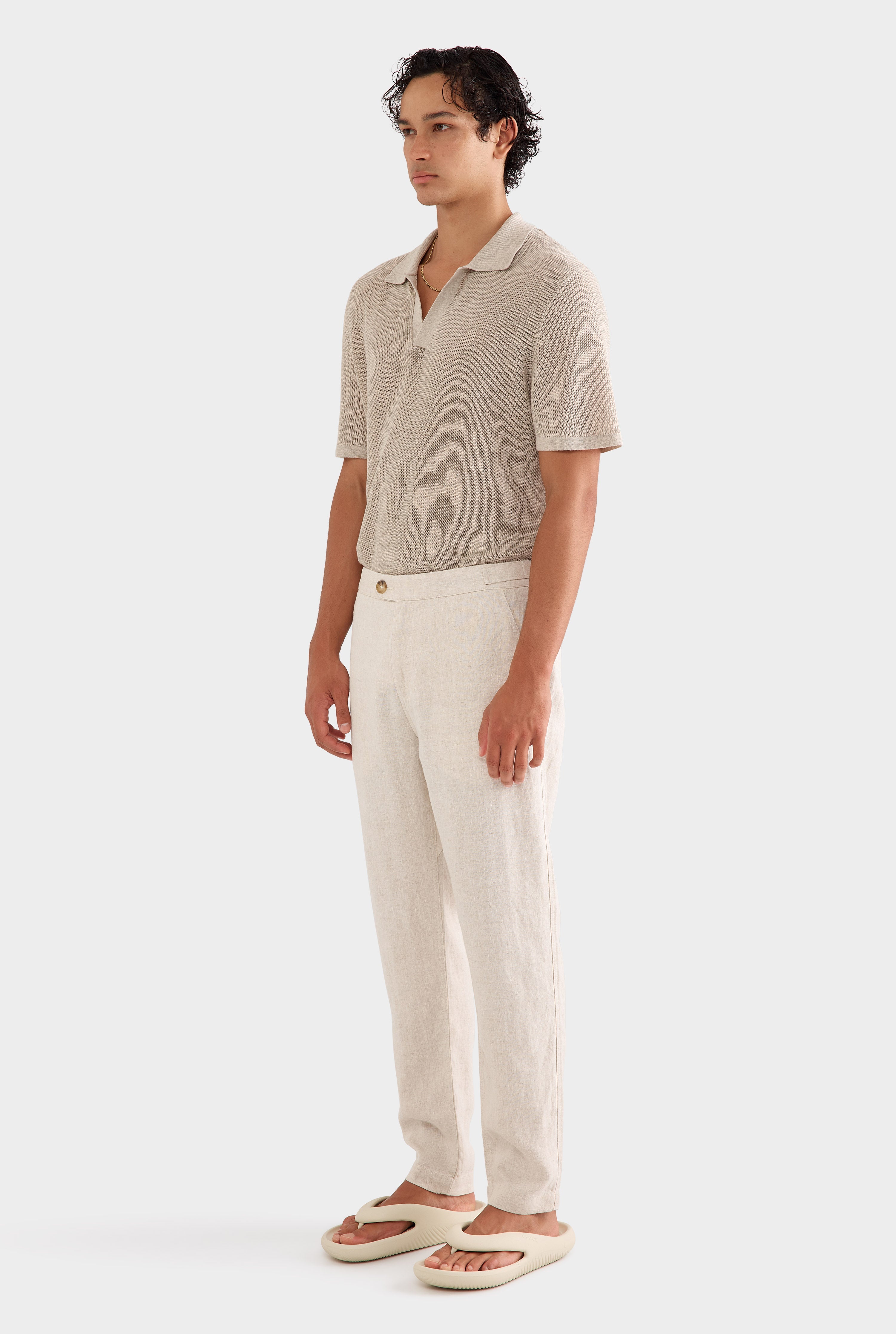 Side Tab Trouser - Sand