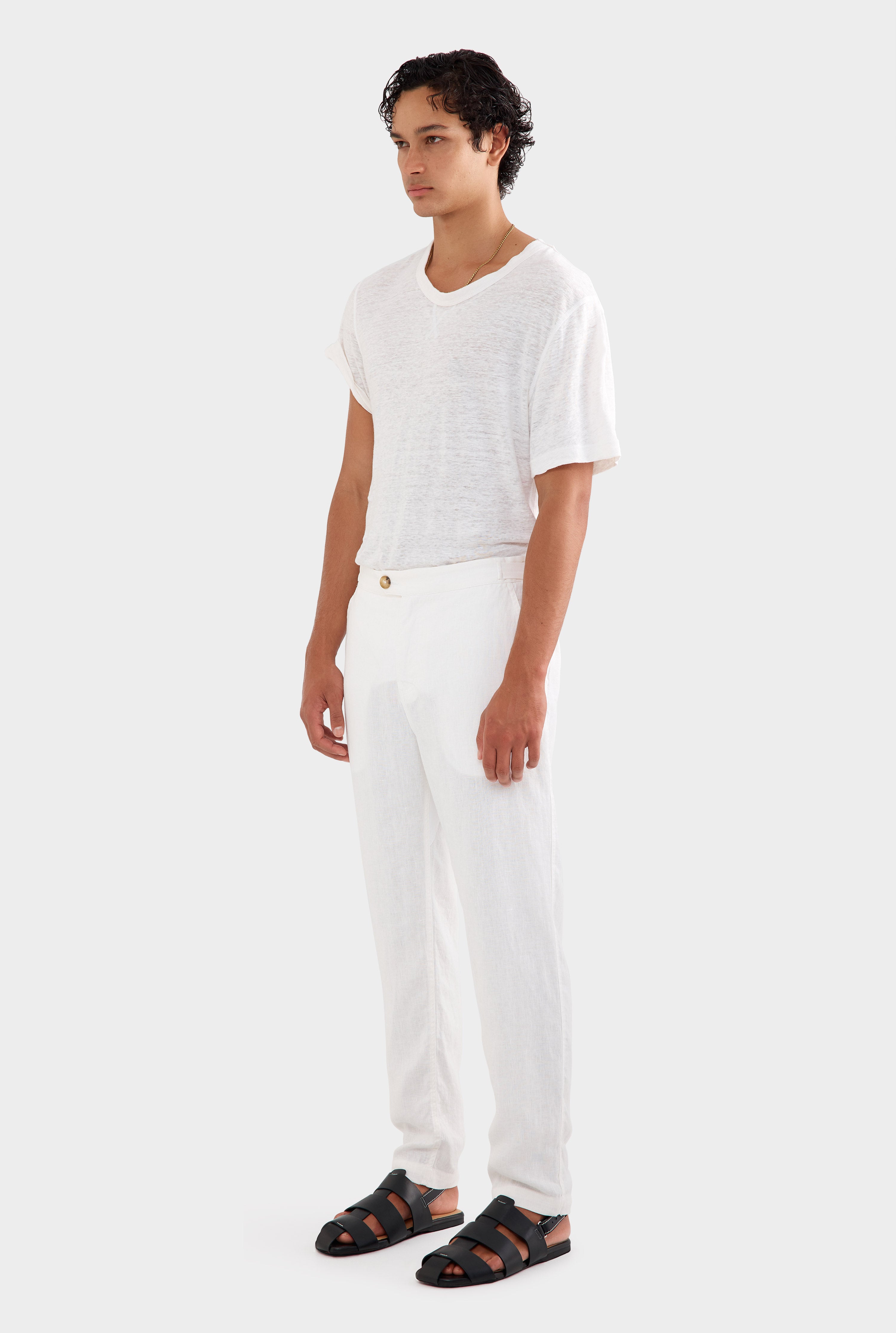 Side Tab Trouser - White