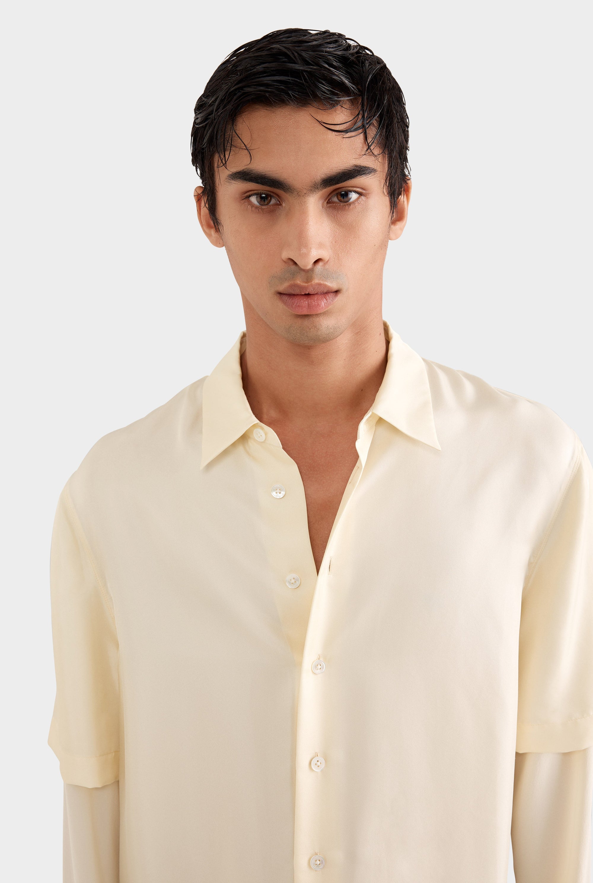 Silk Double Layer Shirt - Cream