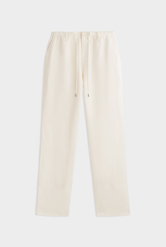 Silk Linen Relaxed Trouser - Cream