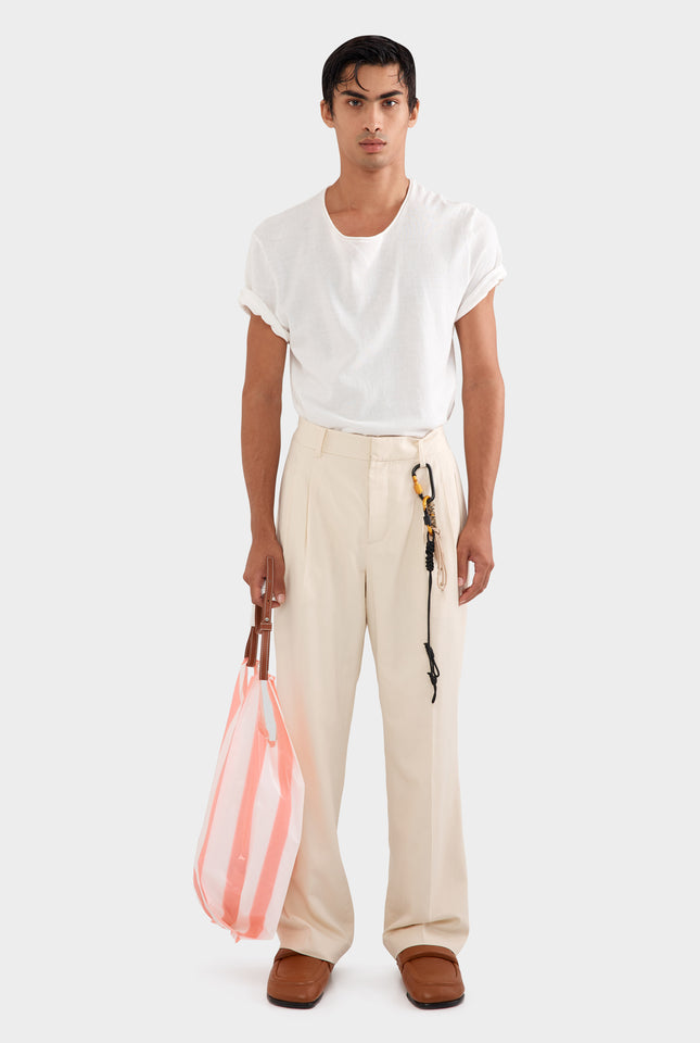 Tailored Pleat Trouser - Cream