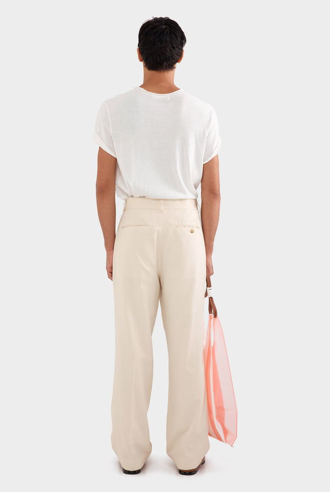 Tailored Pleat Trouser - Cream