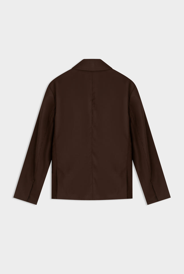 Tailored Wool Suit Jacket - Brown